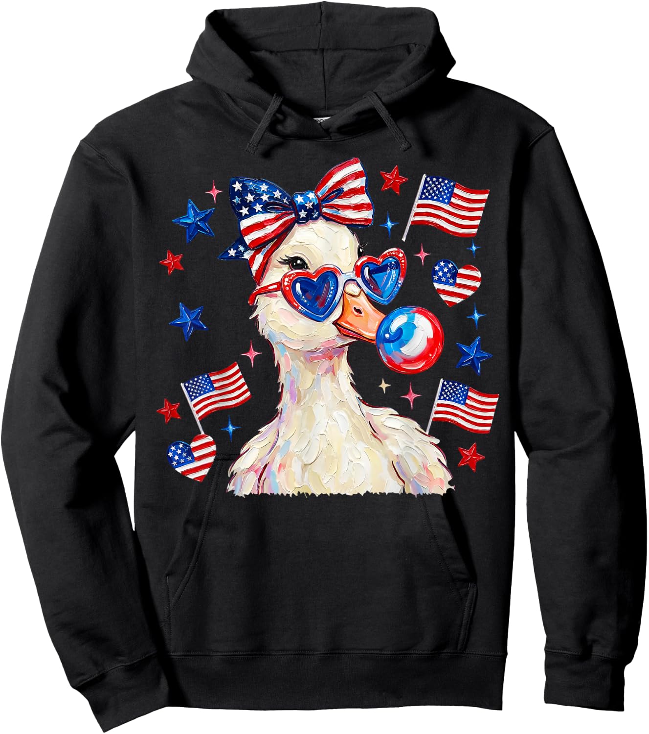 Patriotic Goose Chill the Fourth Out Bubble Gum 4th of July Hoodie - Hoodie | Black