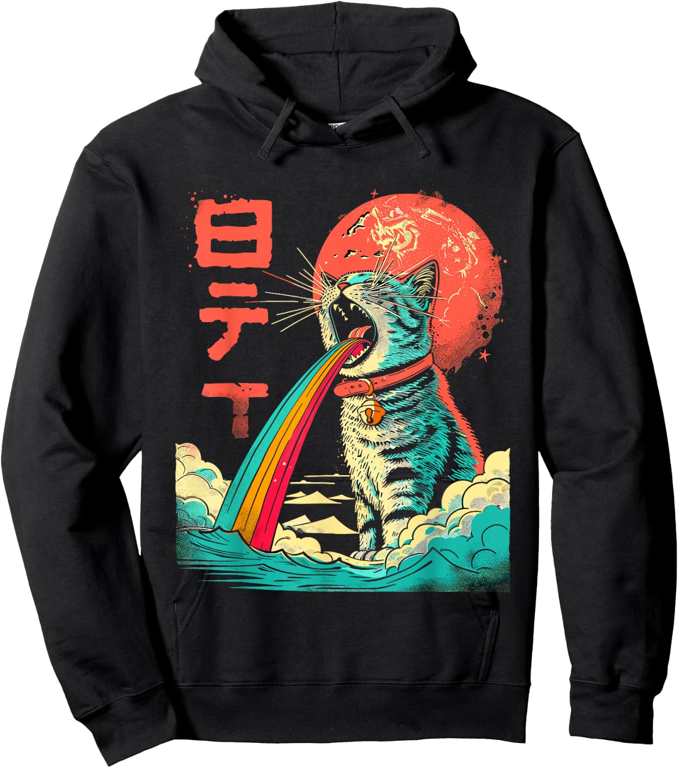Japanese Art Cat Rainbow Kaiju Hoodie - Hoodie | Black