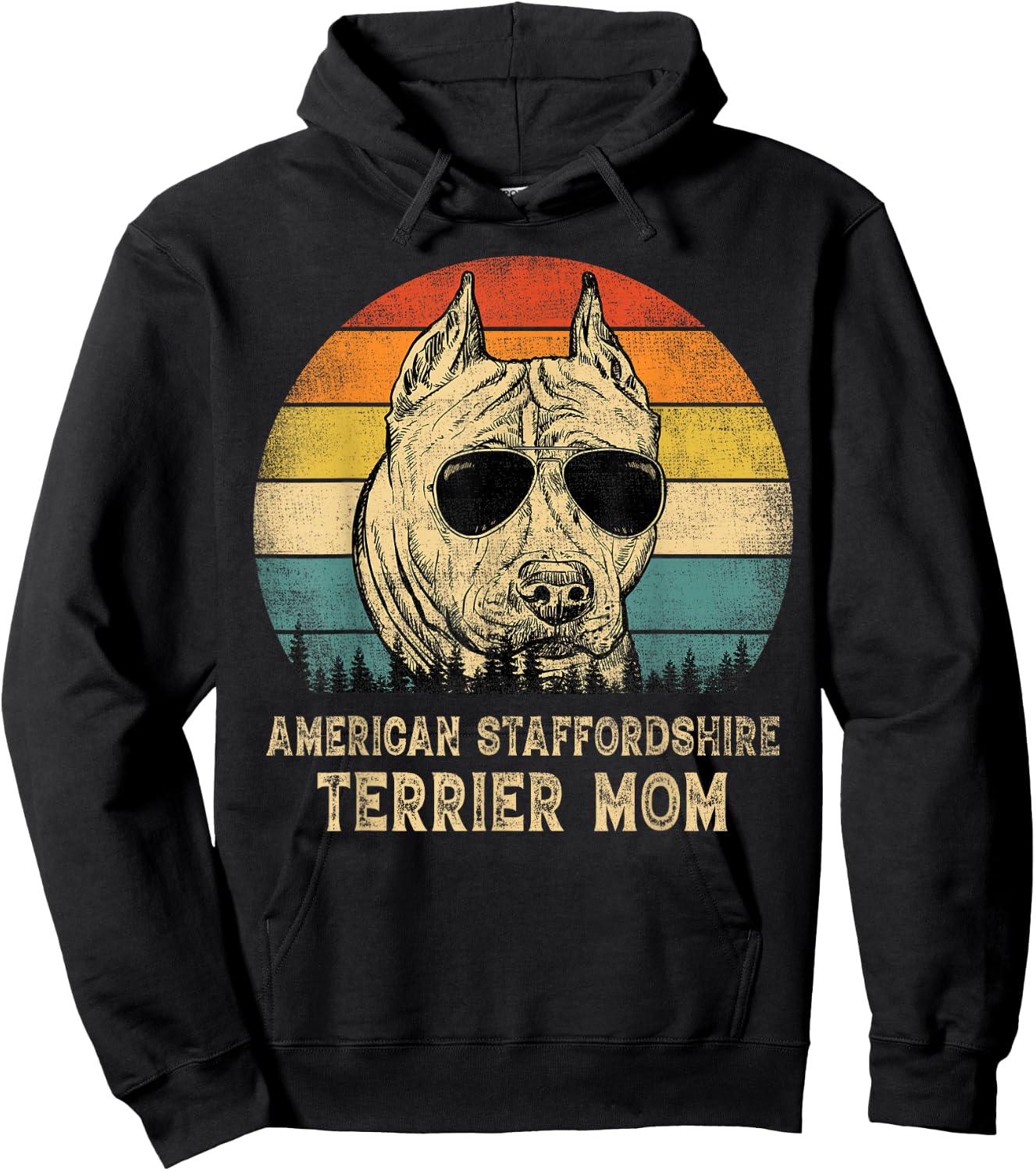 Vintage American Staffordshire Terrier Mom Dog Mother's Day Hoodie - Hoodie | Black