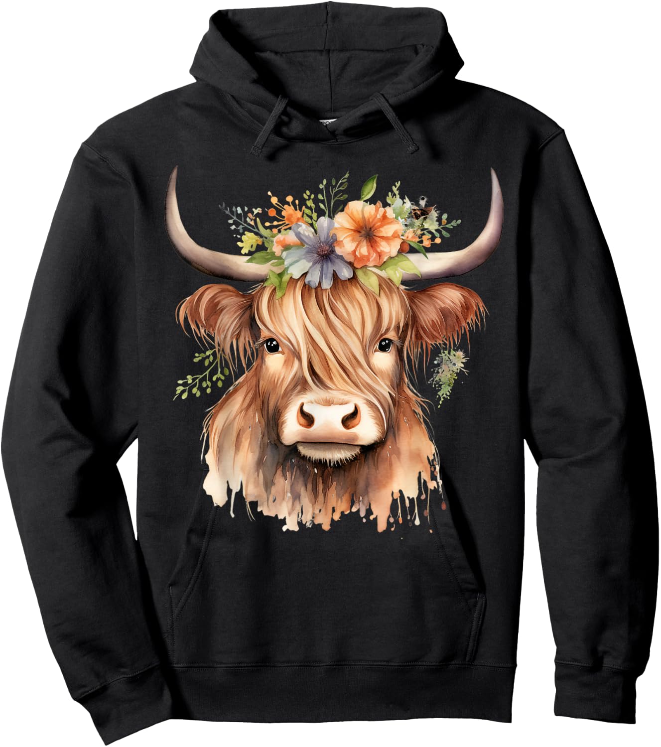 Cow, Scottish Highland Cow, Western Wear, Highland Cow Hoodie - Hoodie | Black
