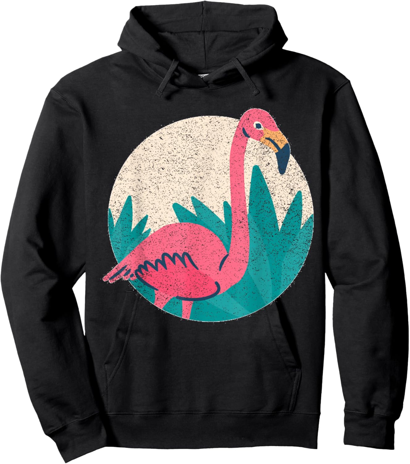 Vintage Flamingo - Distressed Vintage Style Animal T Hoodie - Hoodie | Black