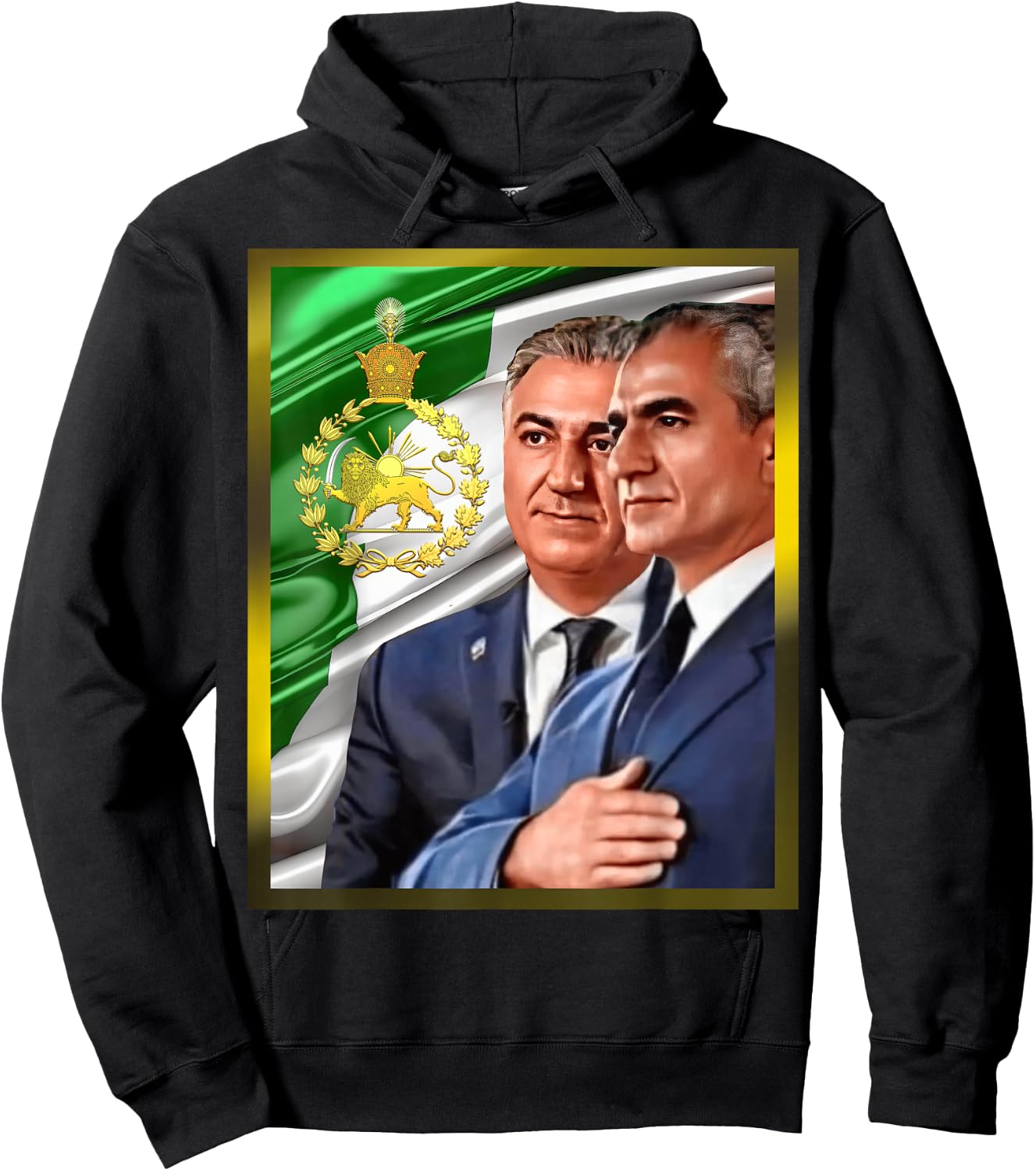 King Mohmmad Reza Pahlavi and King Reza Pahlavi , black Hoodie - Hoodie | Black