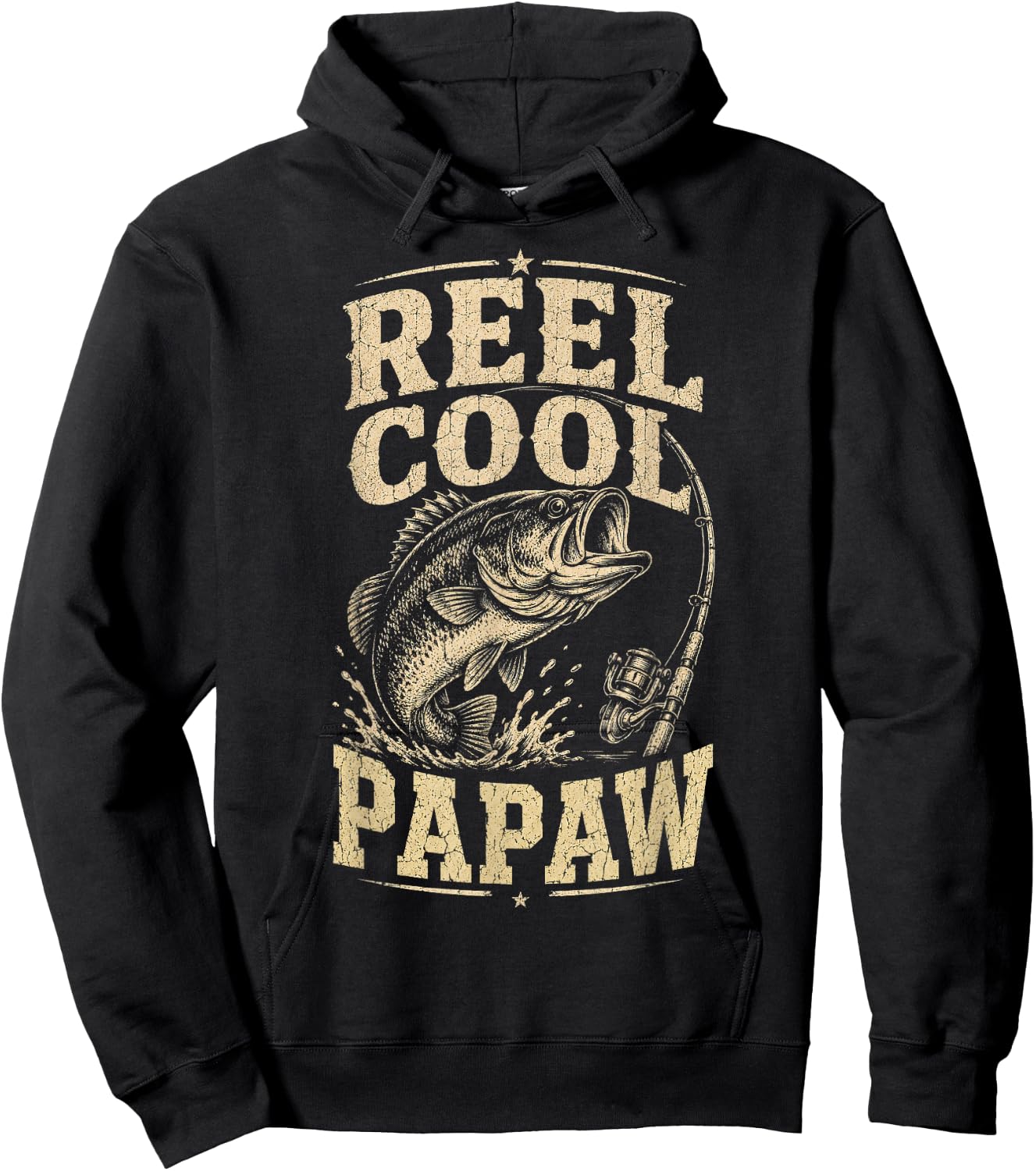 Reel Cool Papaw Grandpa Funny Fathers Day Vintage Style Hoodie - Hoodie | Black