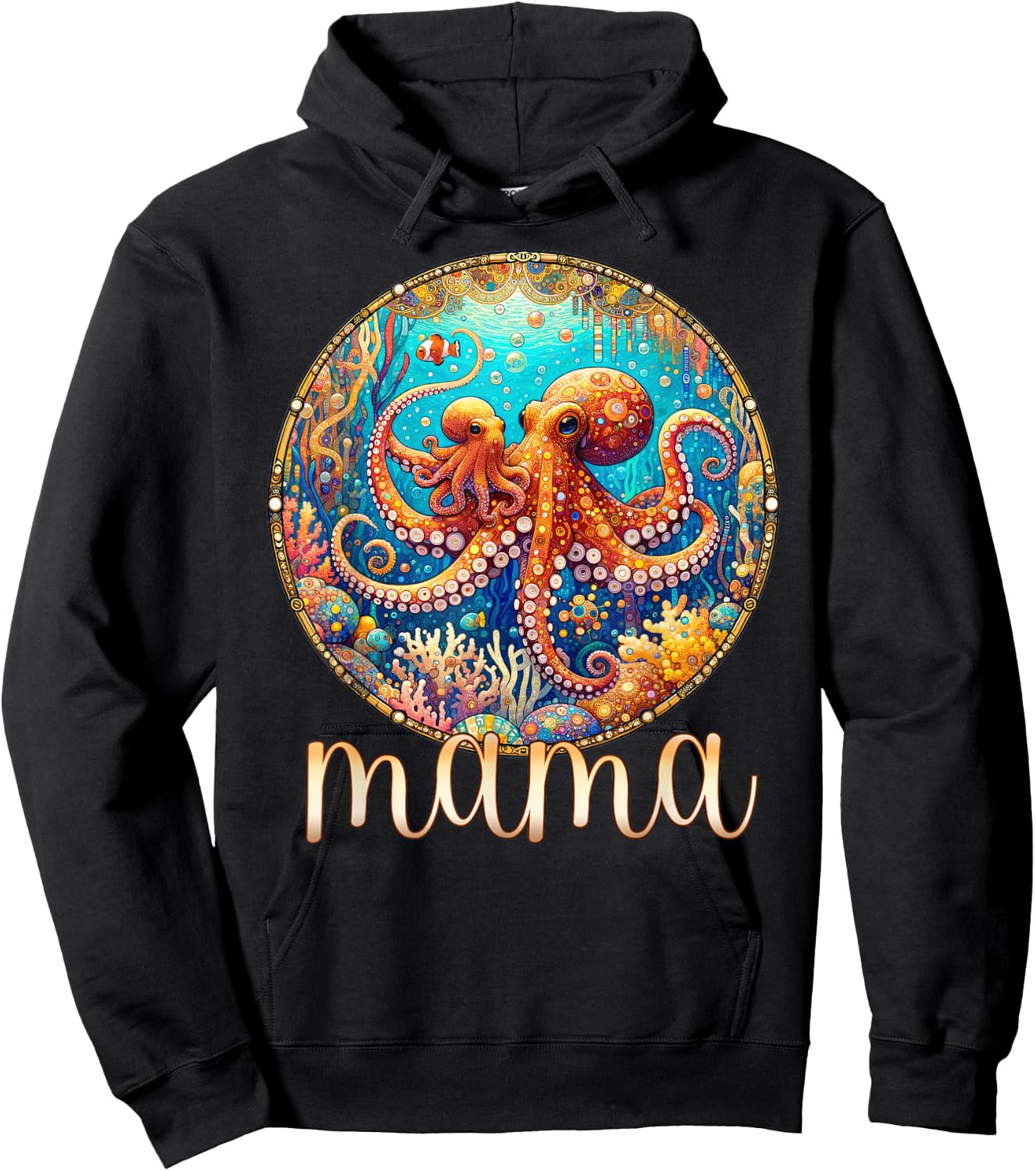 Mom & Baby Octopus - Sea Ocean Animal Mama Mother's Day Hoodie - Hoodie | Black