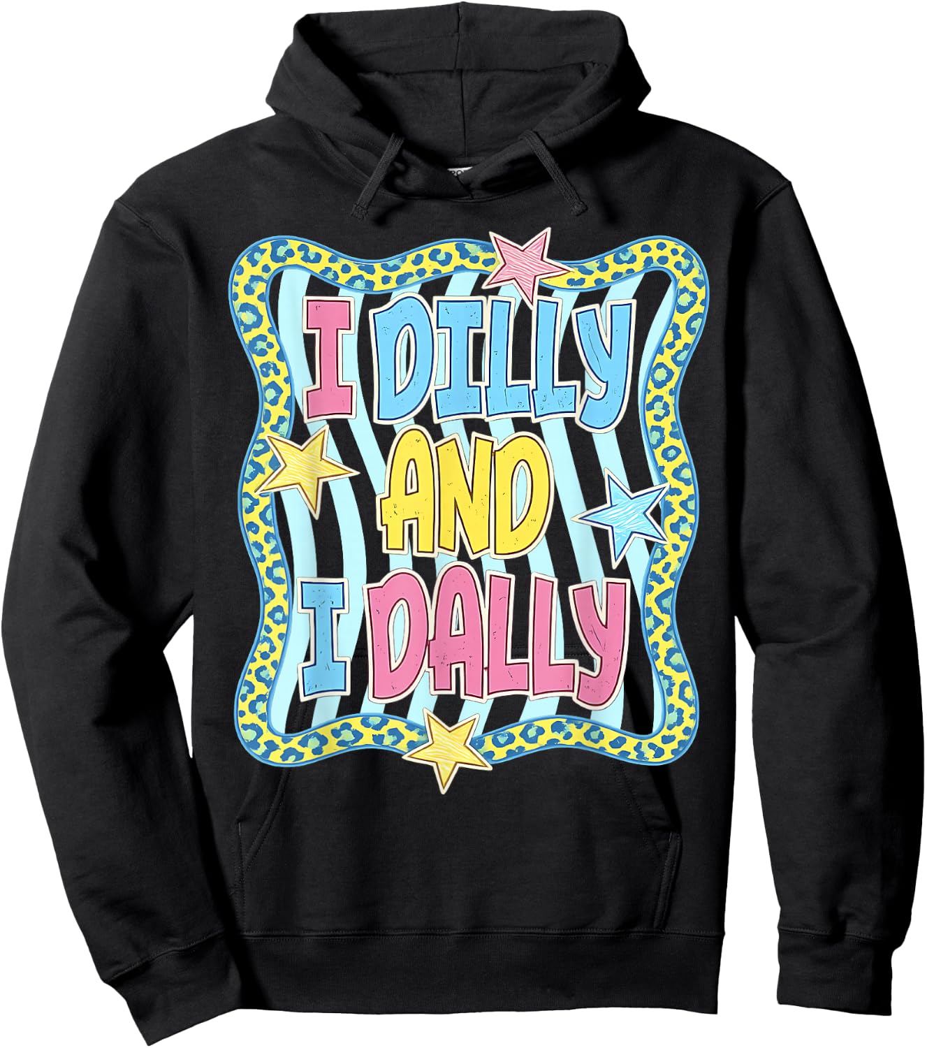 Preppy I Dilly and I Dally Leopard Coquette for Girls Women Hoodie - Hoodie | Black