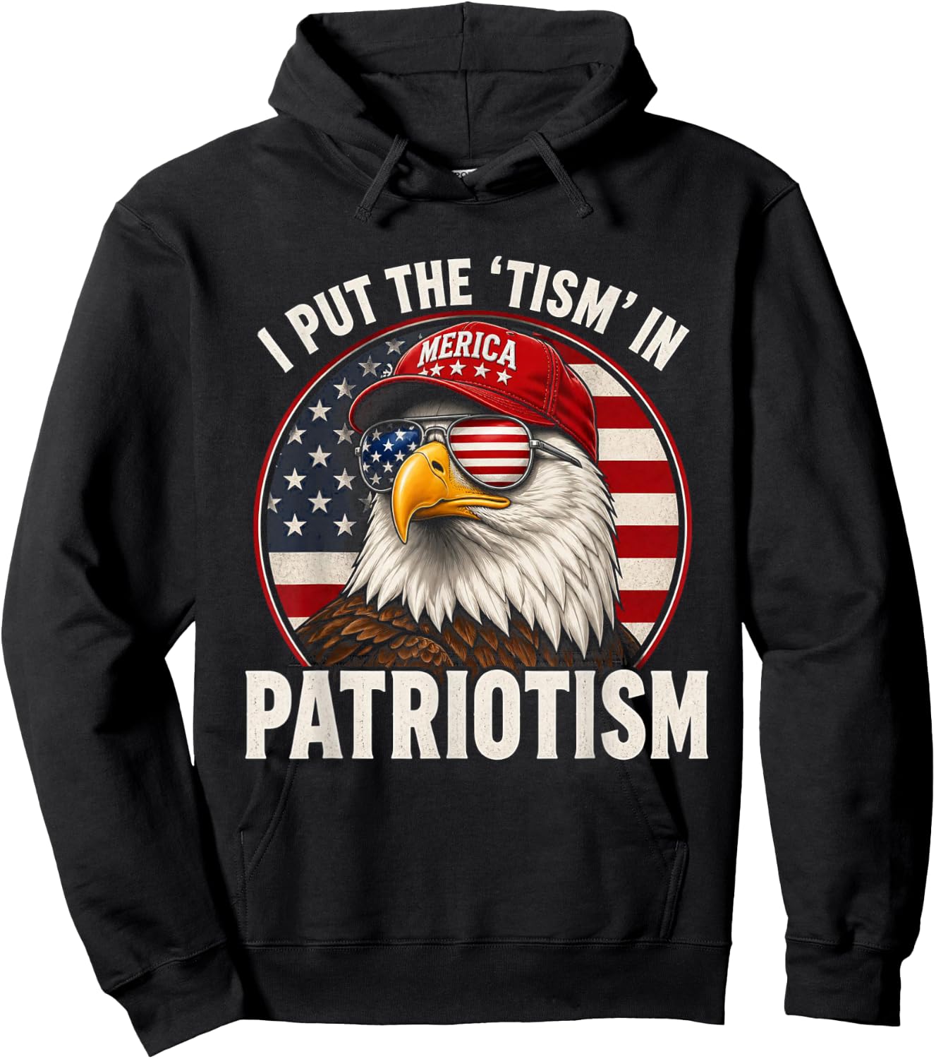 I Put The Tism in Patriotism Athletic Eagle Hoodie - Hoodie | Black