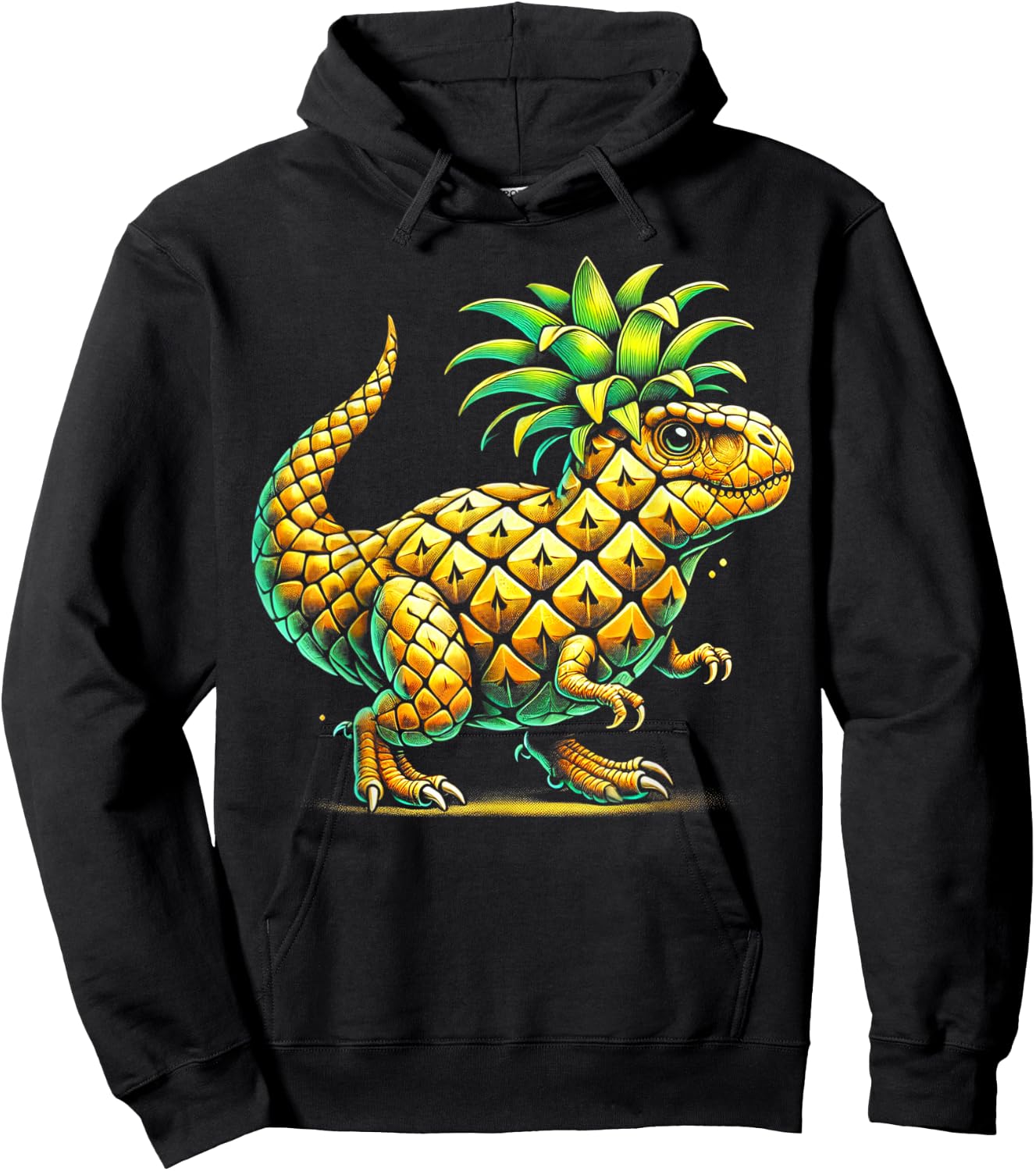 Pineapple Dinosaur Hybrid Funny Hoodie - Hoodie | Black
