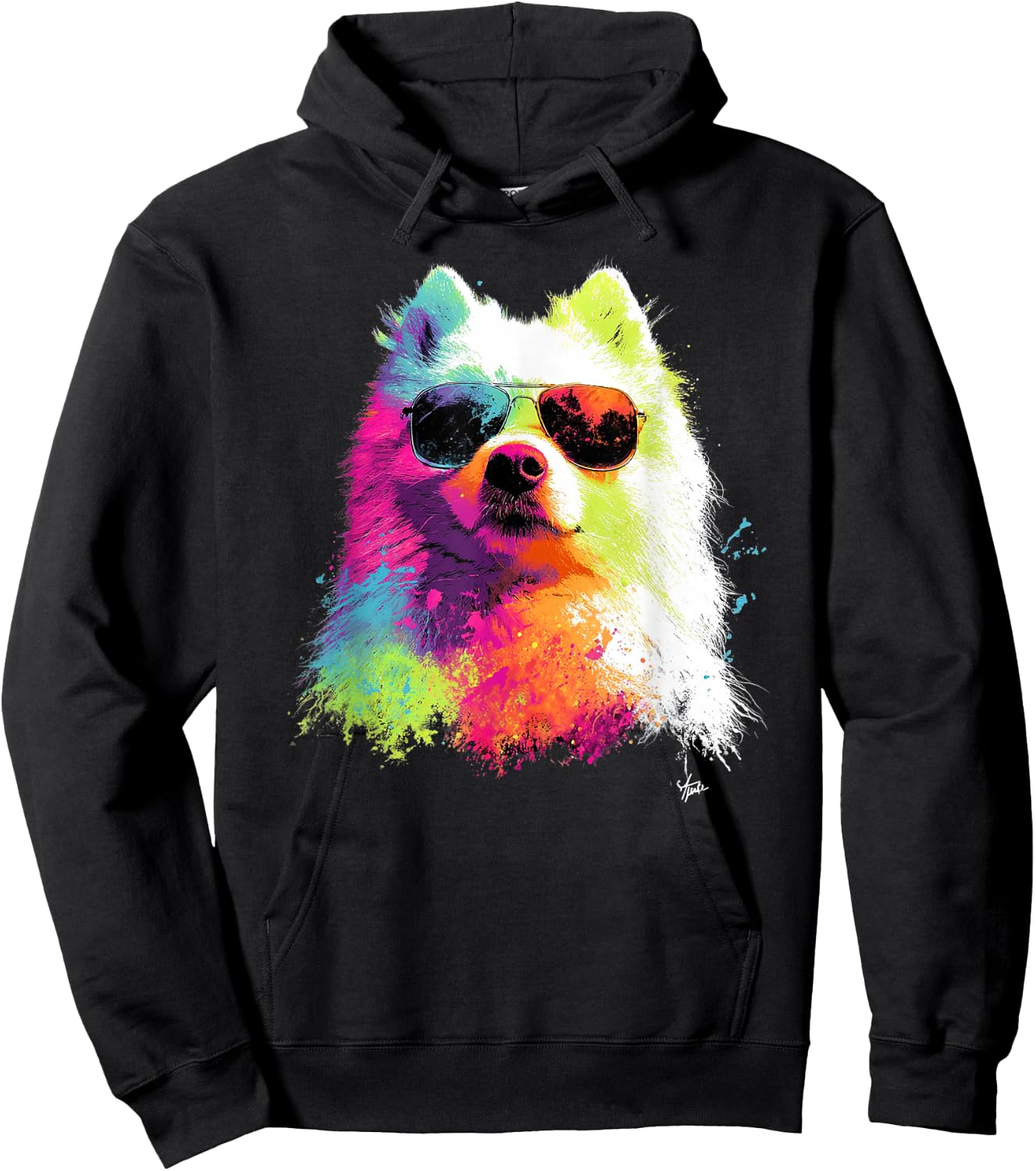Colorful Samoyed Dad Funny Dog Lover Father's Day Men Women Hoodie - Hoodie | Black