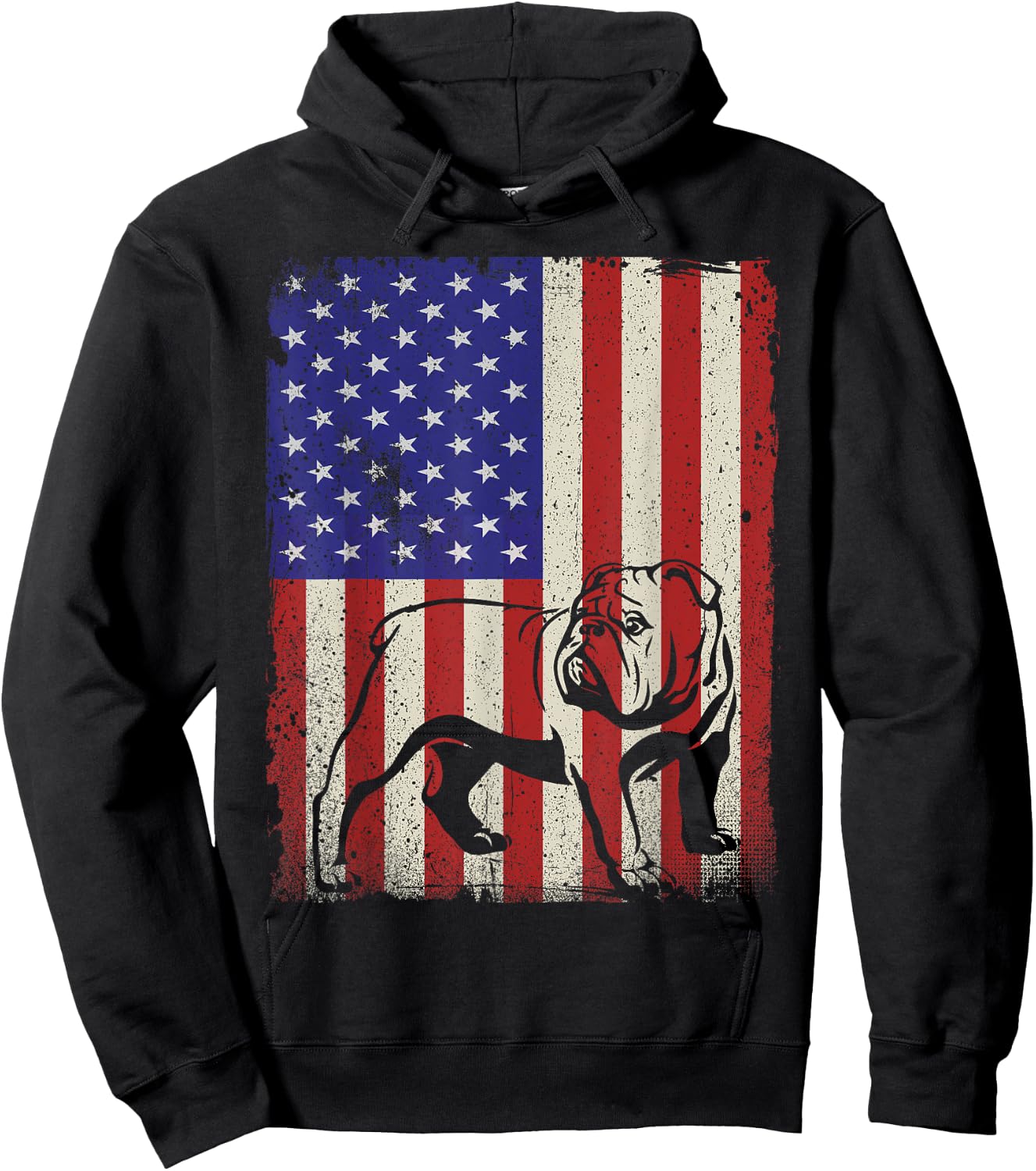 American Flag Best English Bulldog Dad Ever Dog Dad Women Kids Men Hoodie - Hoodie | Black