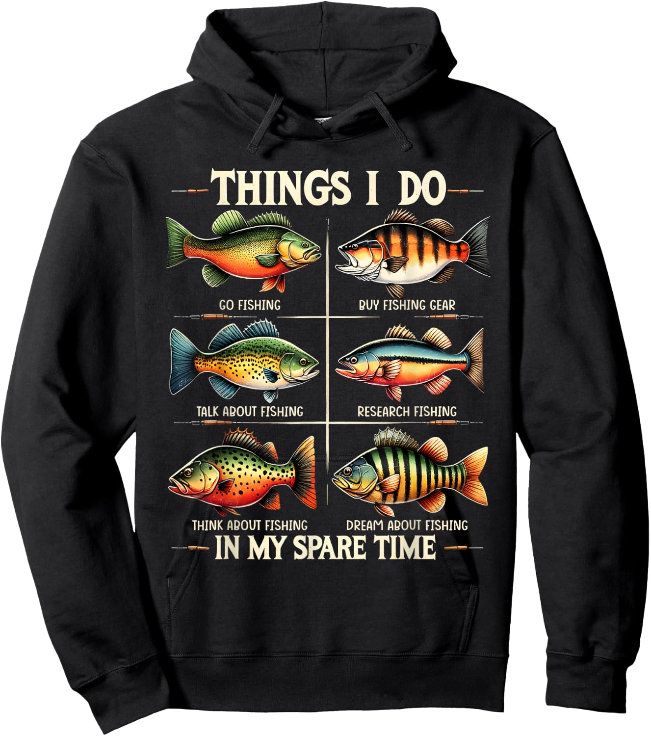 Things I Do In My Spare Time Funny Fishing Fishing Lovers Hoodie - Hoodie | Black