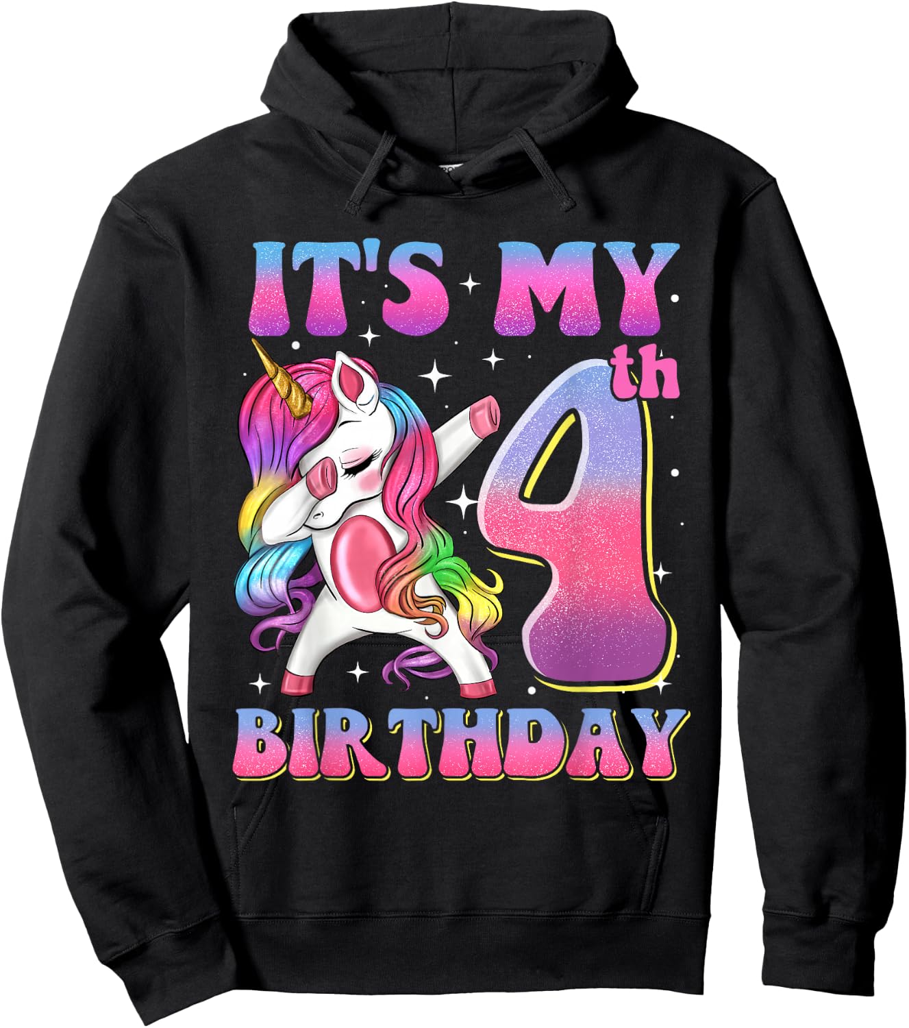 It's My 4th Birthday Dabbing Unicorn 4 Year Old Girls Kids Hoodie - Hoodie | Black