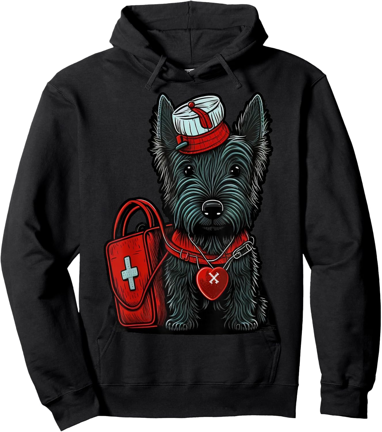 Medical Nursing Scottie on Nurse Scottish Terrier Hoodie - Hoodie | Black