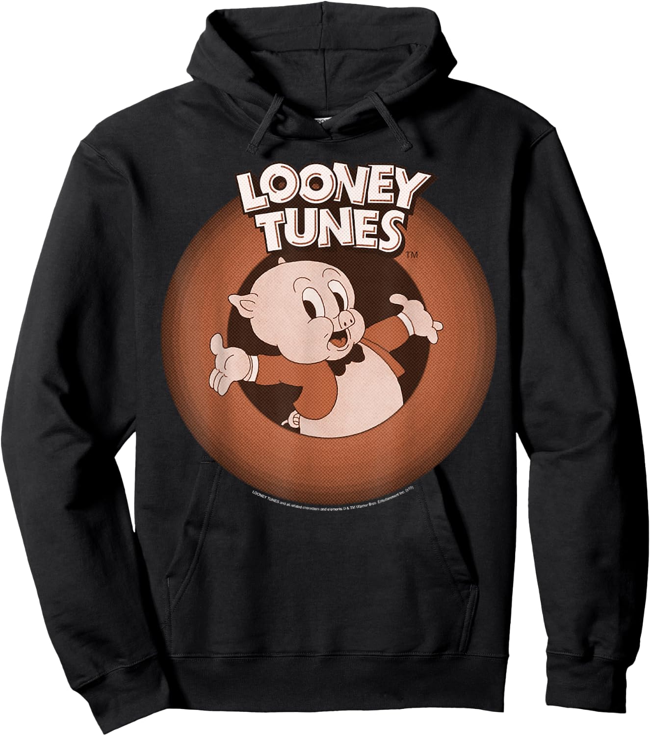 Looney Tunes Porky Pig Classic Logo Portrait Hoodie - Hoodie | Black