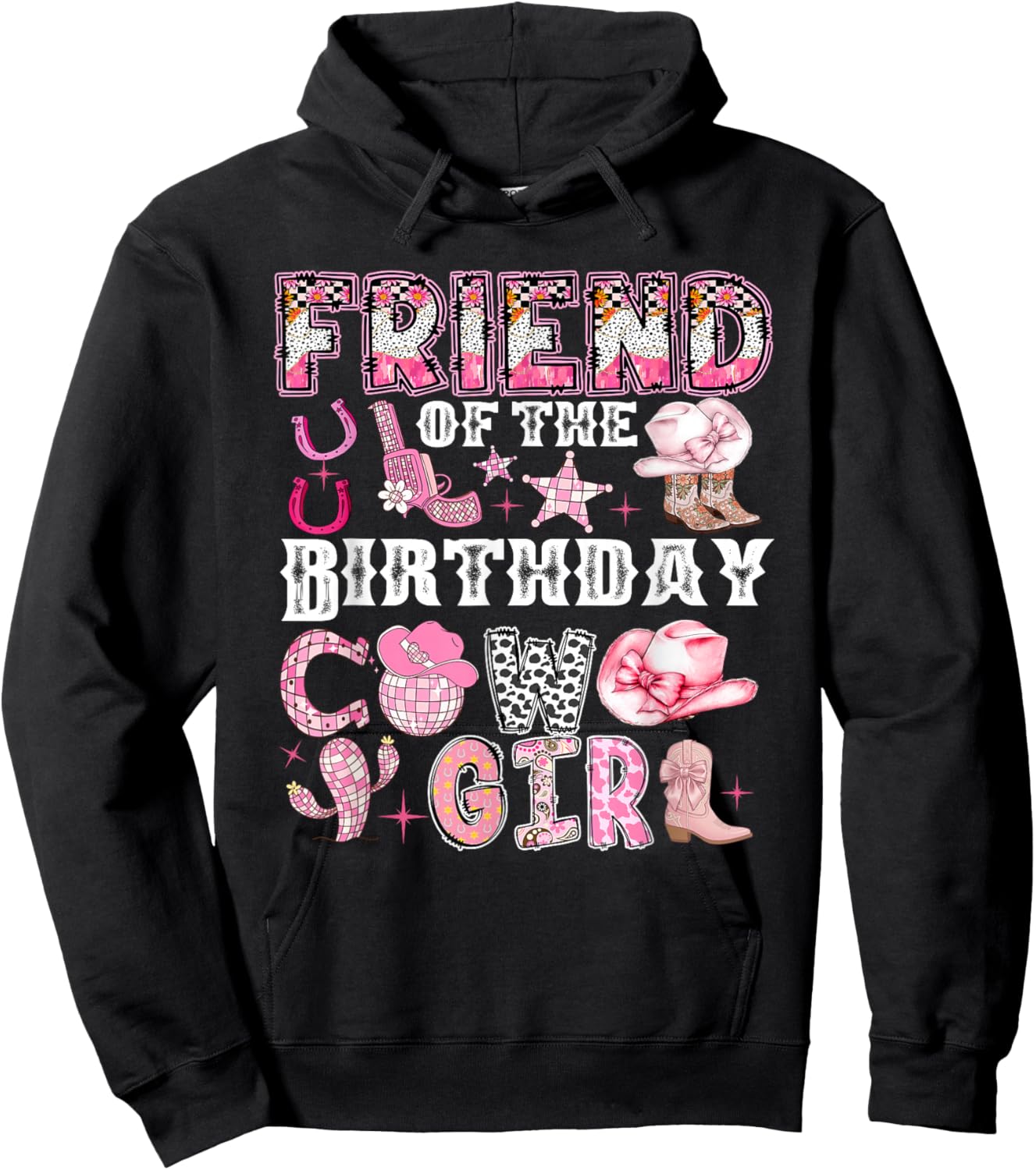 Friend of The Birthday Cow-Girl Rodeo Cow Girl Birthday Hoodie - Hoodie | Black