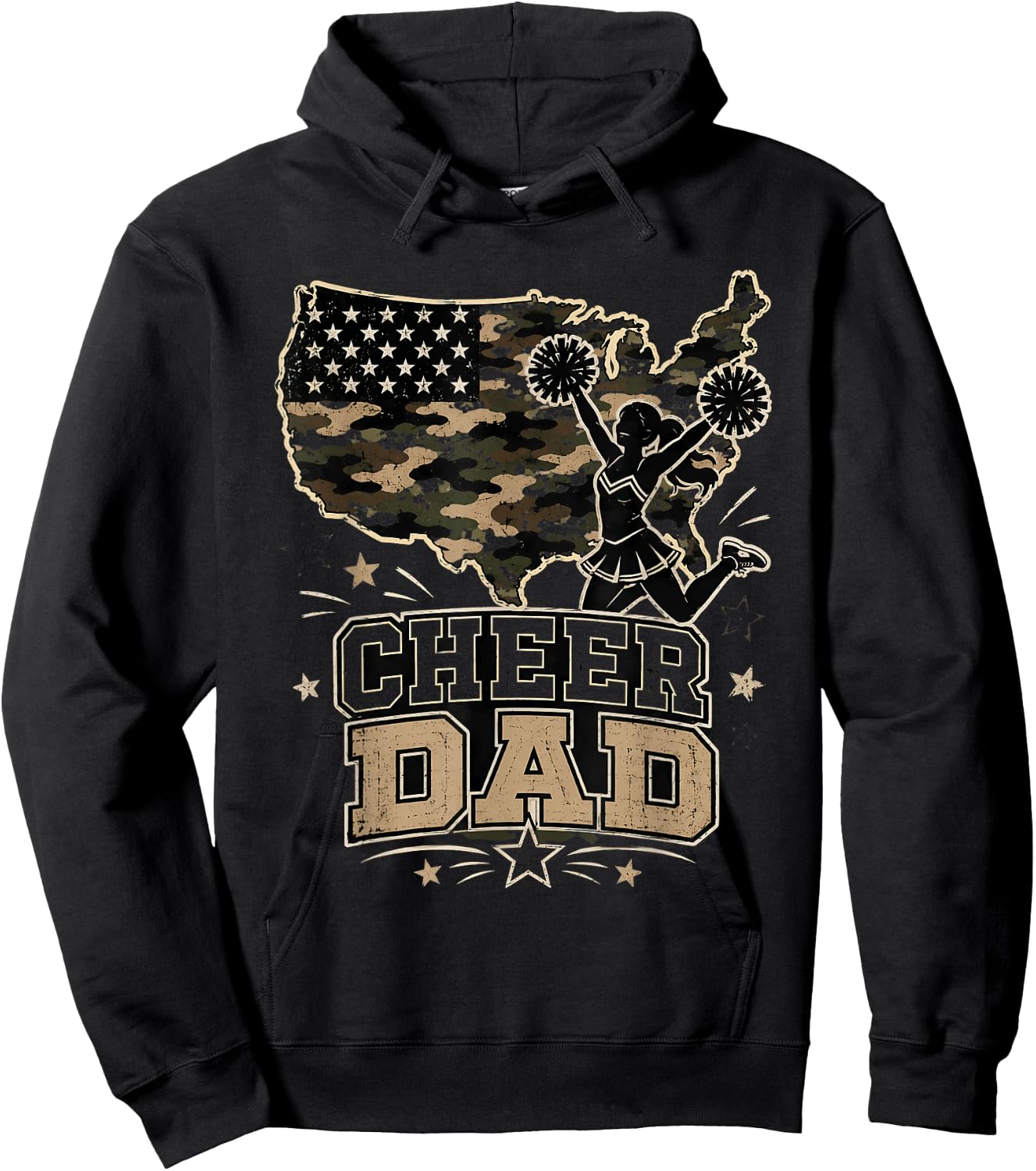 Cheer Dad Flag Pom Sports Hoodie - Hoodie | Black
