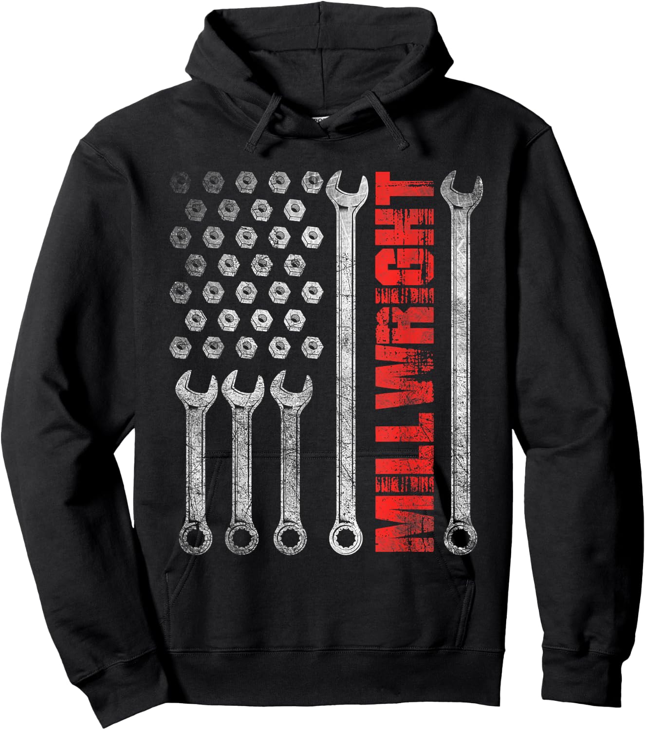 Millwright - Patriotic American Flag Machinist Steel Worker Hoodie - Hoodie | Black