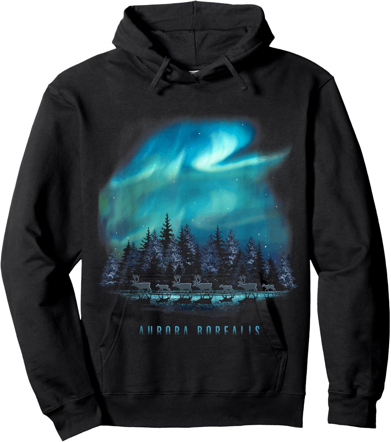 The Secret of Moose Aurora Borealis - Northern Lights - -Adults - Black - Small - Short Sleeve Hoodie - Hoodie | Black