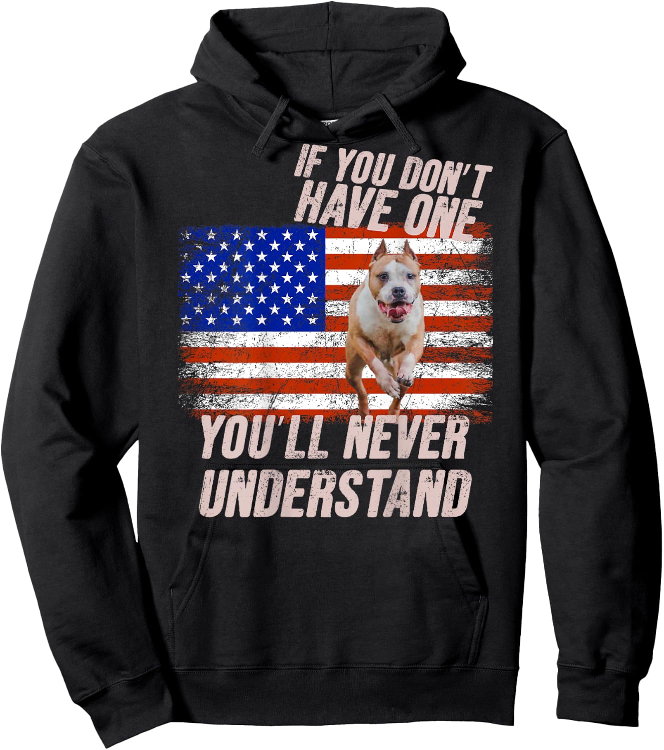 Funny Pitbull USA Shirt Pitbull Lover Gift Retro Pit Hoodie - Hoodie | Black