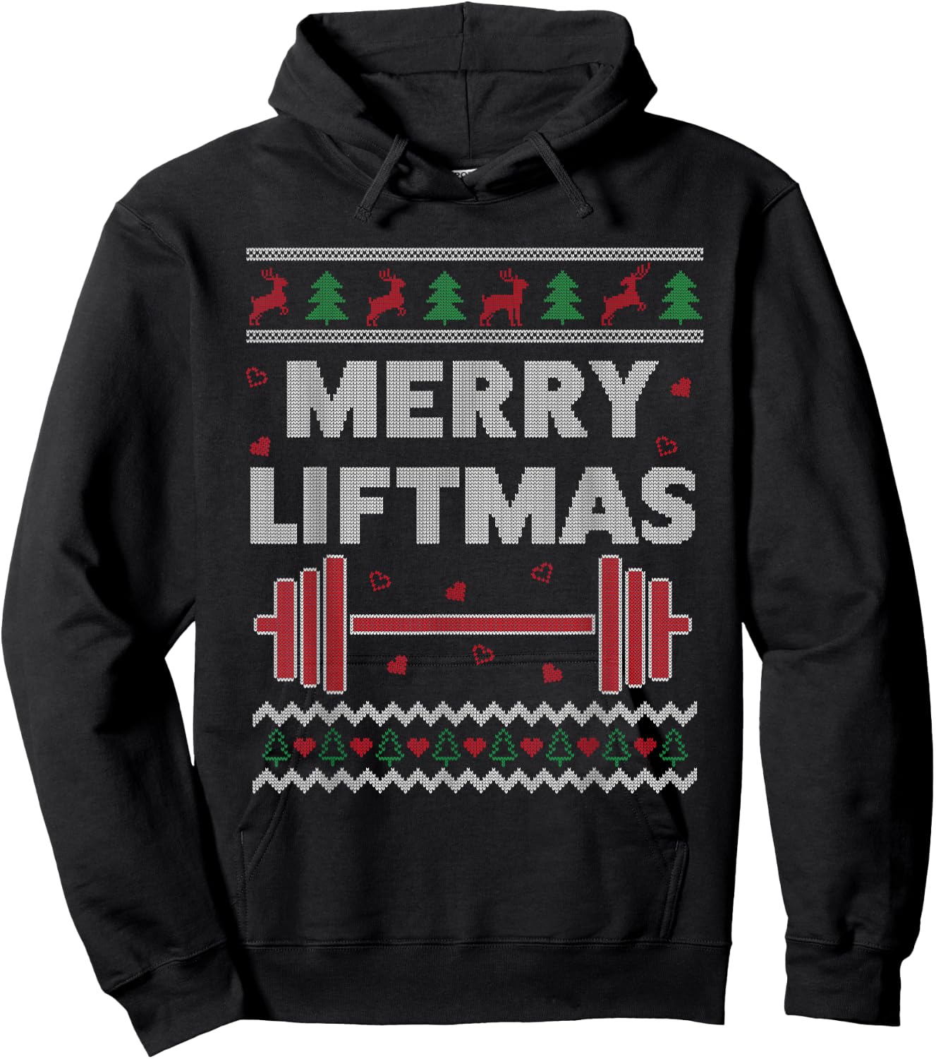 Merry Liftmas Ugly Christmas Gym Workout Funny Fitness Hoodie - Hoodie | Black
