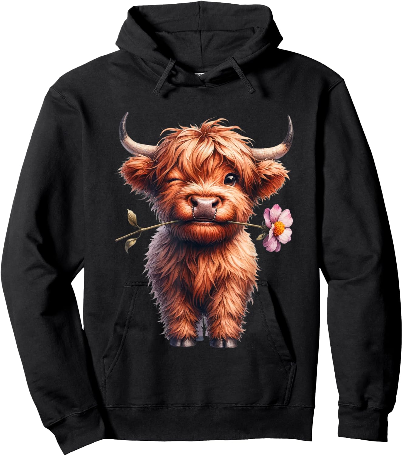 Cow, Scottish Highland Cow, Western Wear, Highland Cow Hoodie - Hoodie | Black