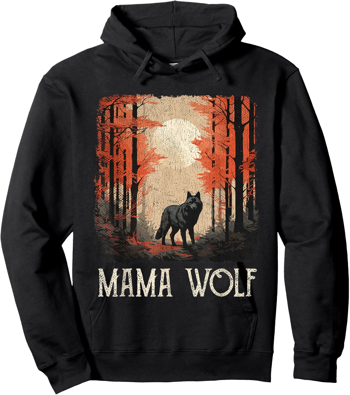 Full Moon Mother Grunge Forest Mom Wolf Mama Wolf Hoodie - Hoodie | Black