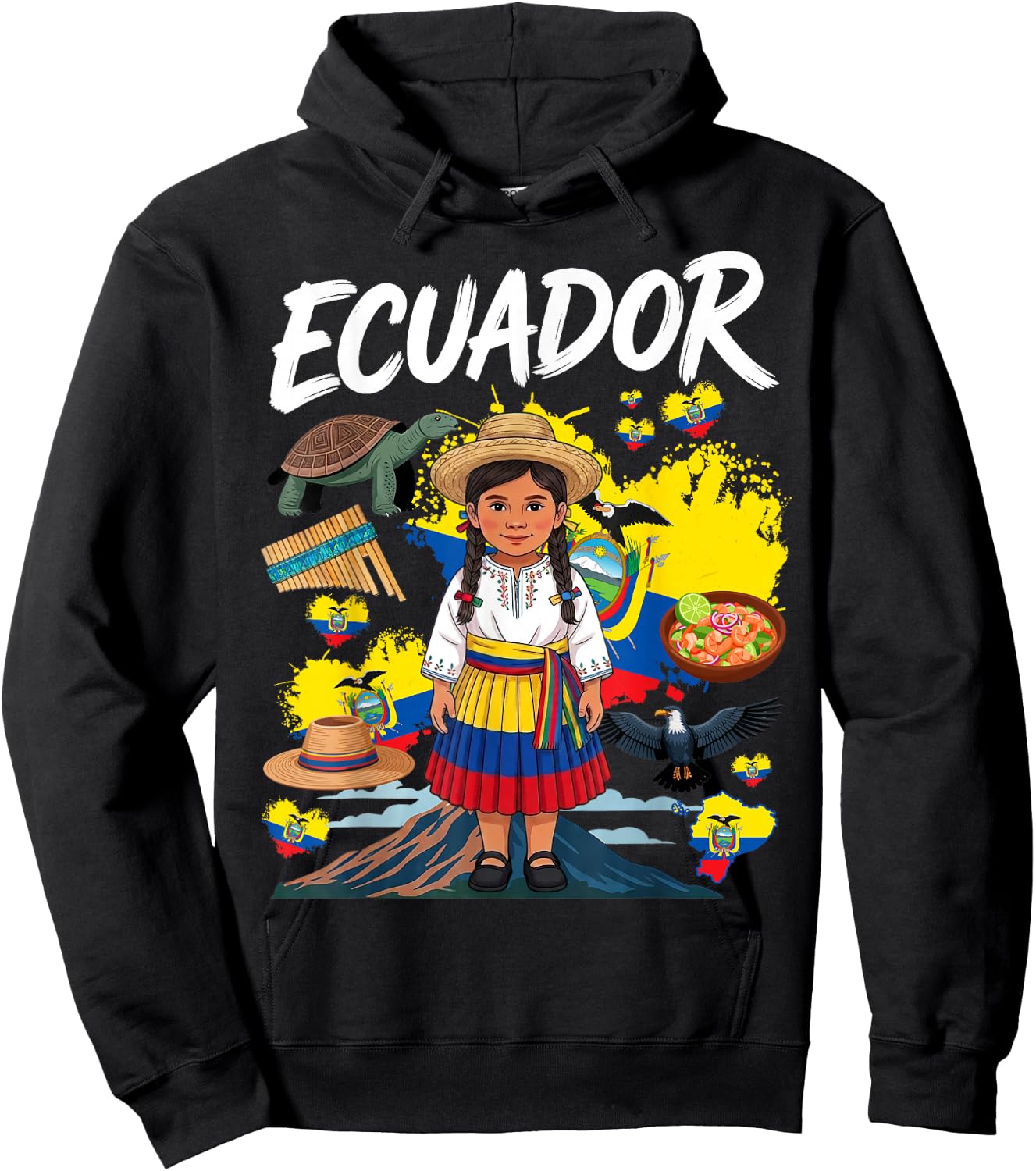 Ecuatoriana Ecuadorian Flag Idea for Girls Ecuador Cultural Hoodie - Hoodie | Black