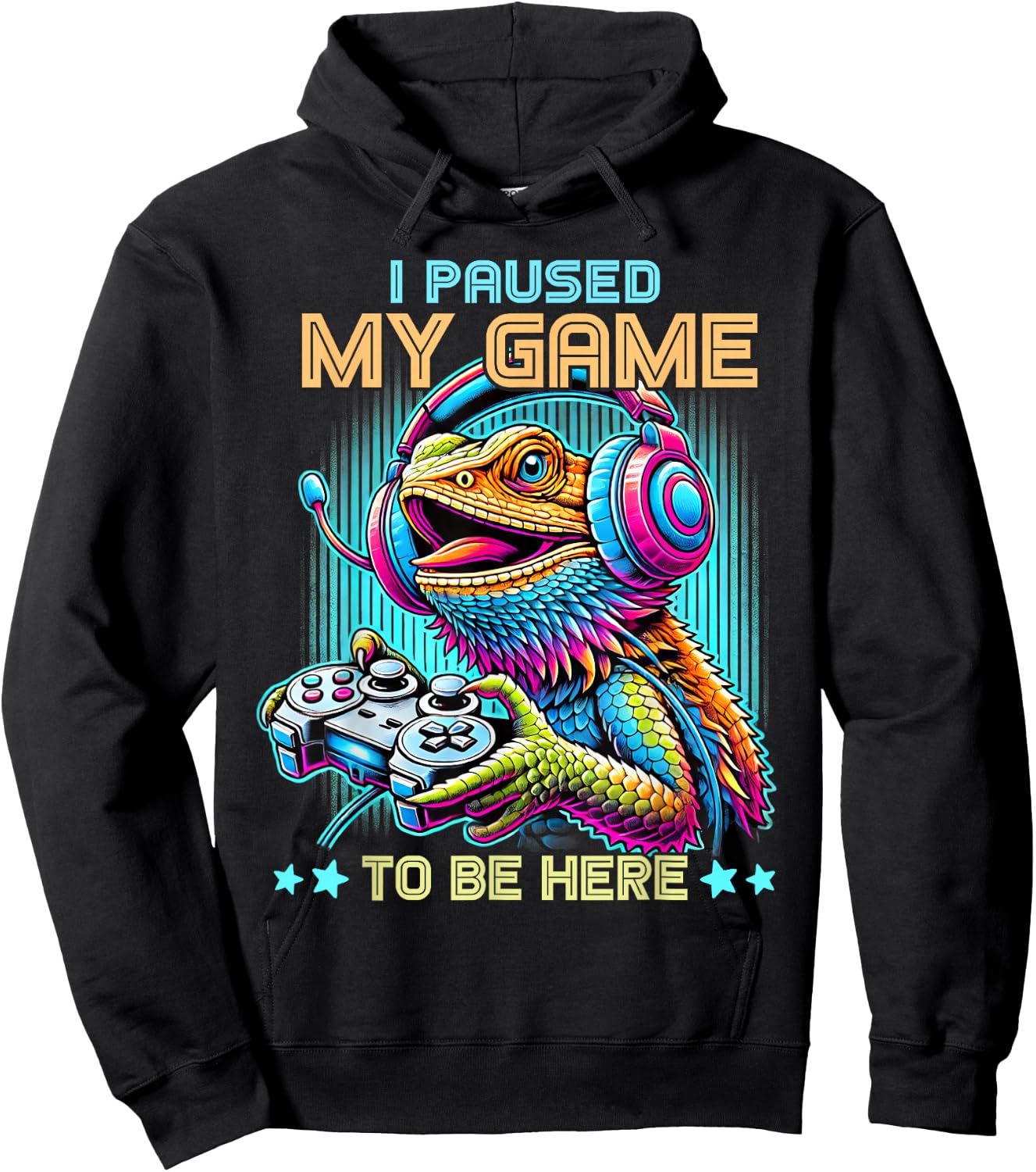 I Paused My Game To Be Here Bearded Dragon Video Games Retro Hoodie - Hoodie | Black