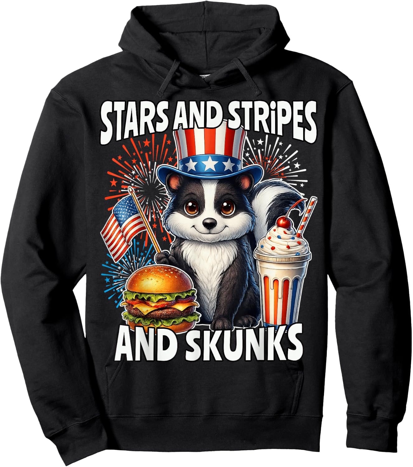 Skunk 4th of July American Skunk 250 Hoodie - Hoodie | Black