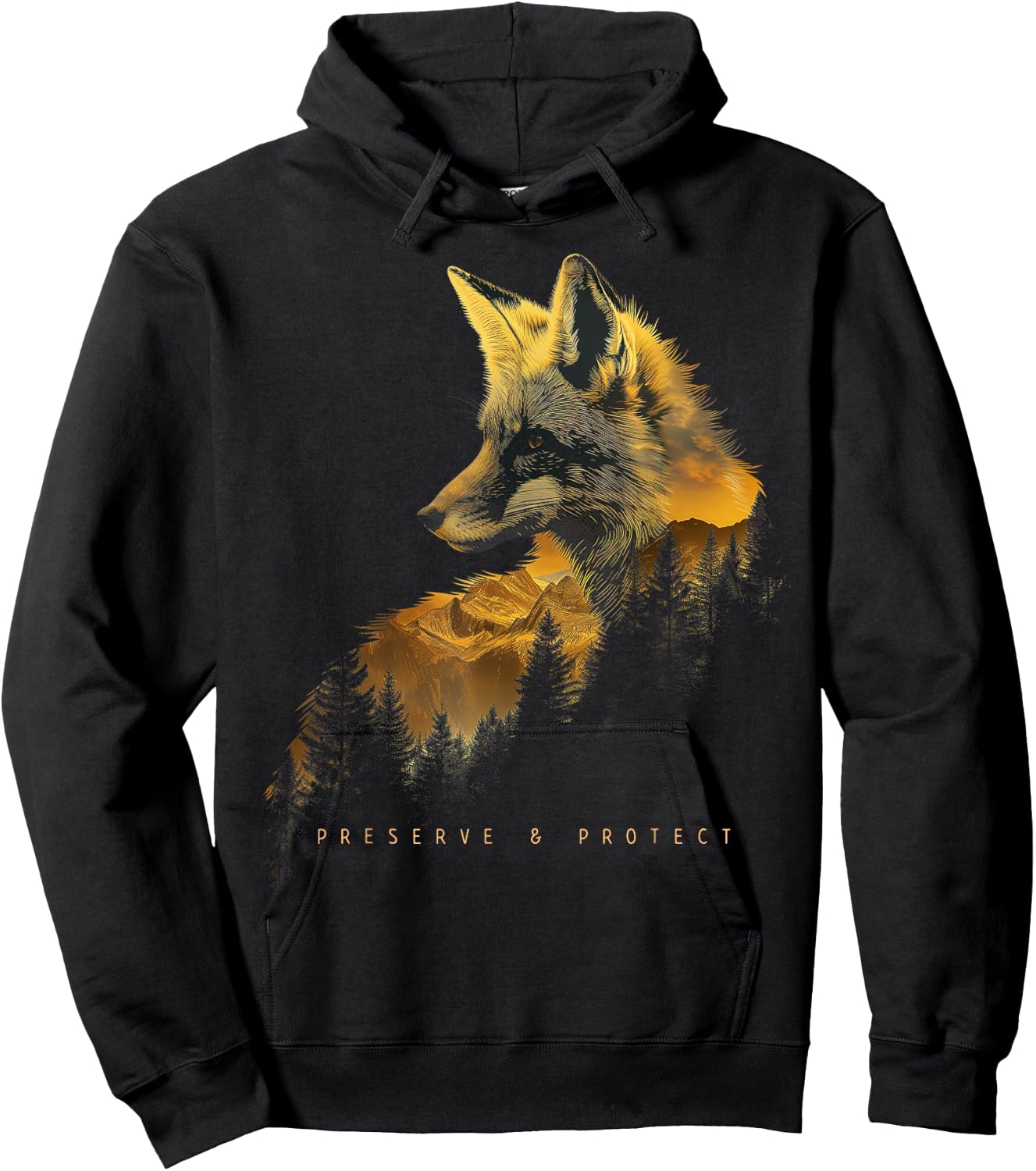 Fox Forest Protect Preserve Hiking Camping Nature Lovers , black Hoodie - Hoodie | Black