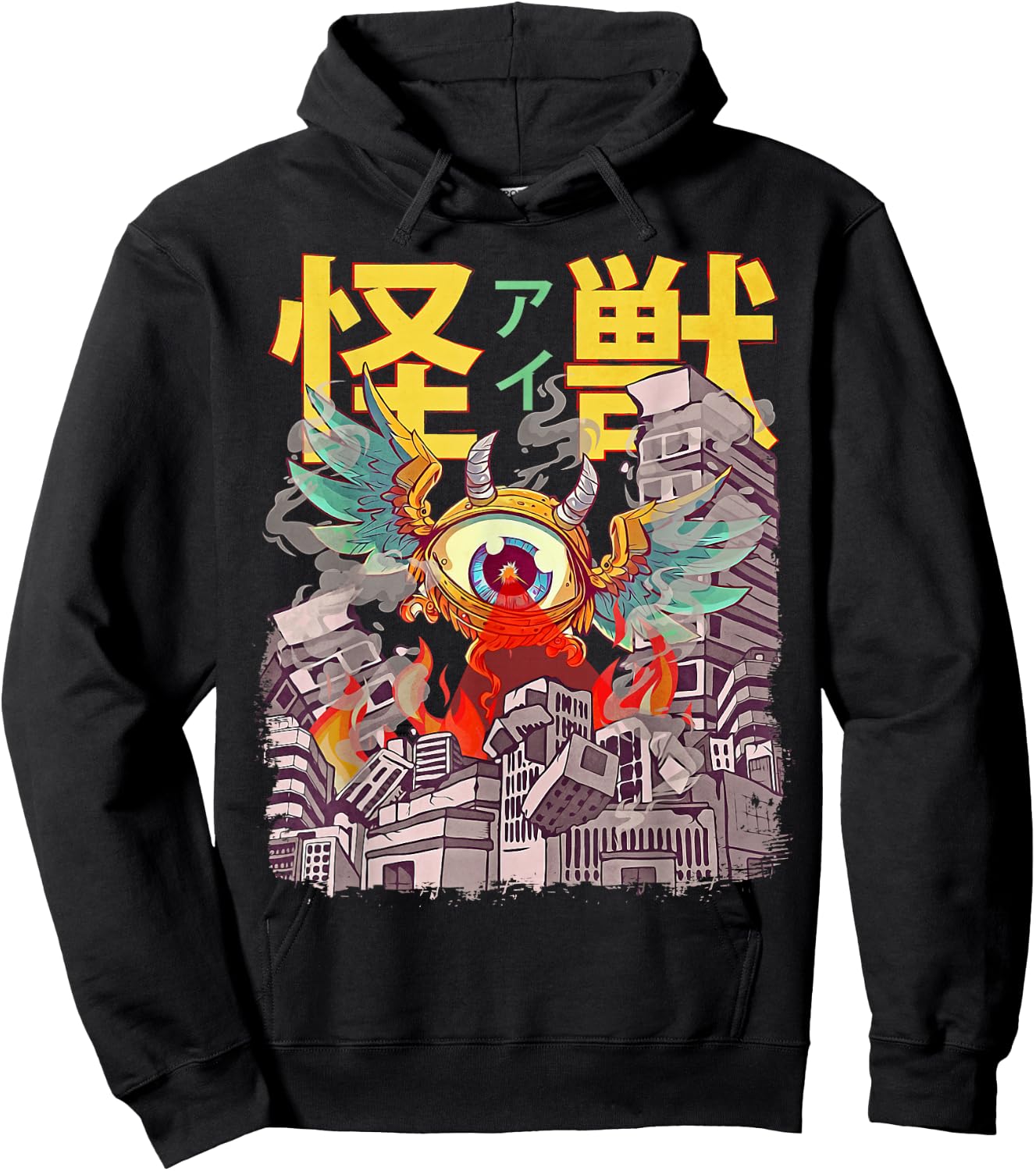 Kaiju Flying Eyeball Japanese Anime Monster Weirdcore Hoodie - Hoodie | Black