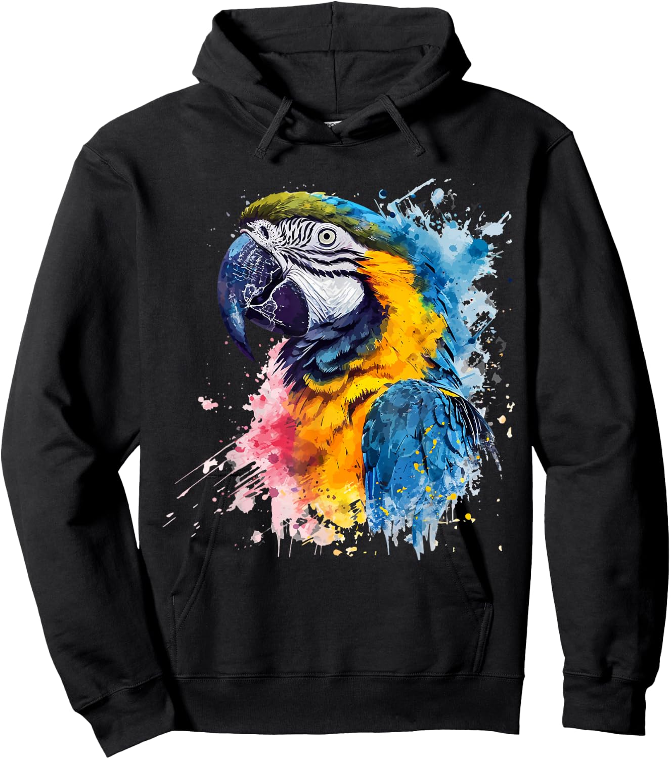Colorful Parrot Watercolor Hoodie - Hoodie | Black