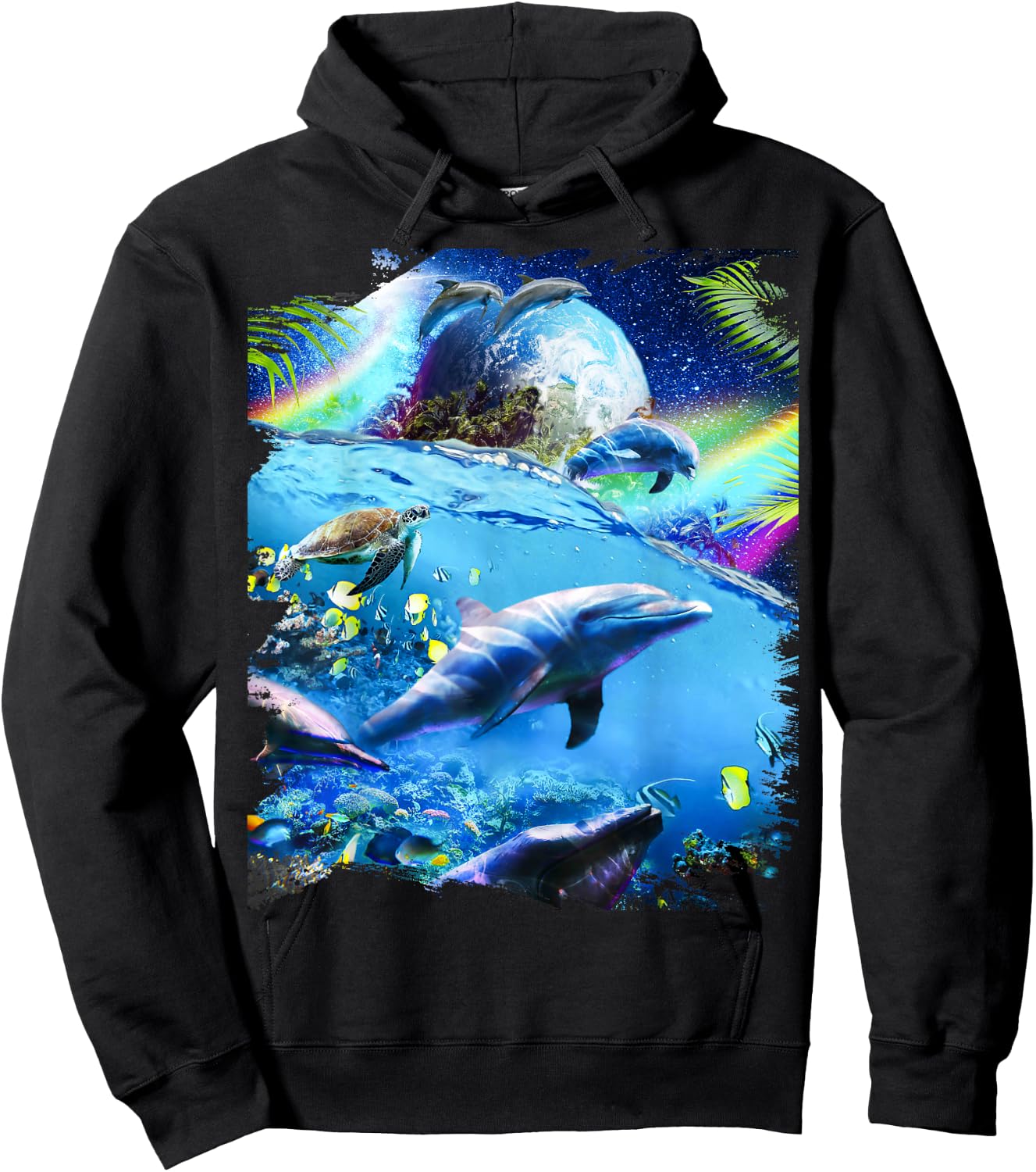Galaxy Dolphin - Dolphins in Space Hoodie - Hoodie | Black