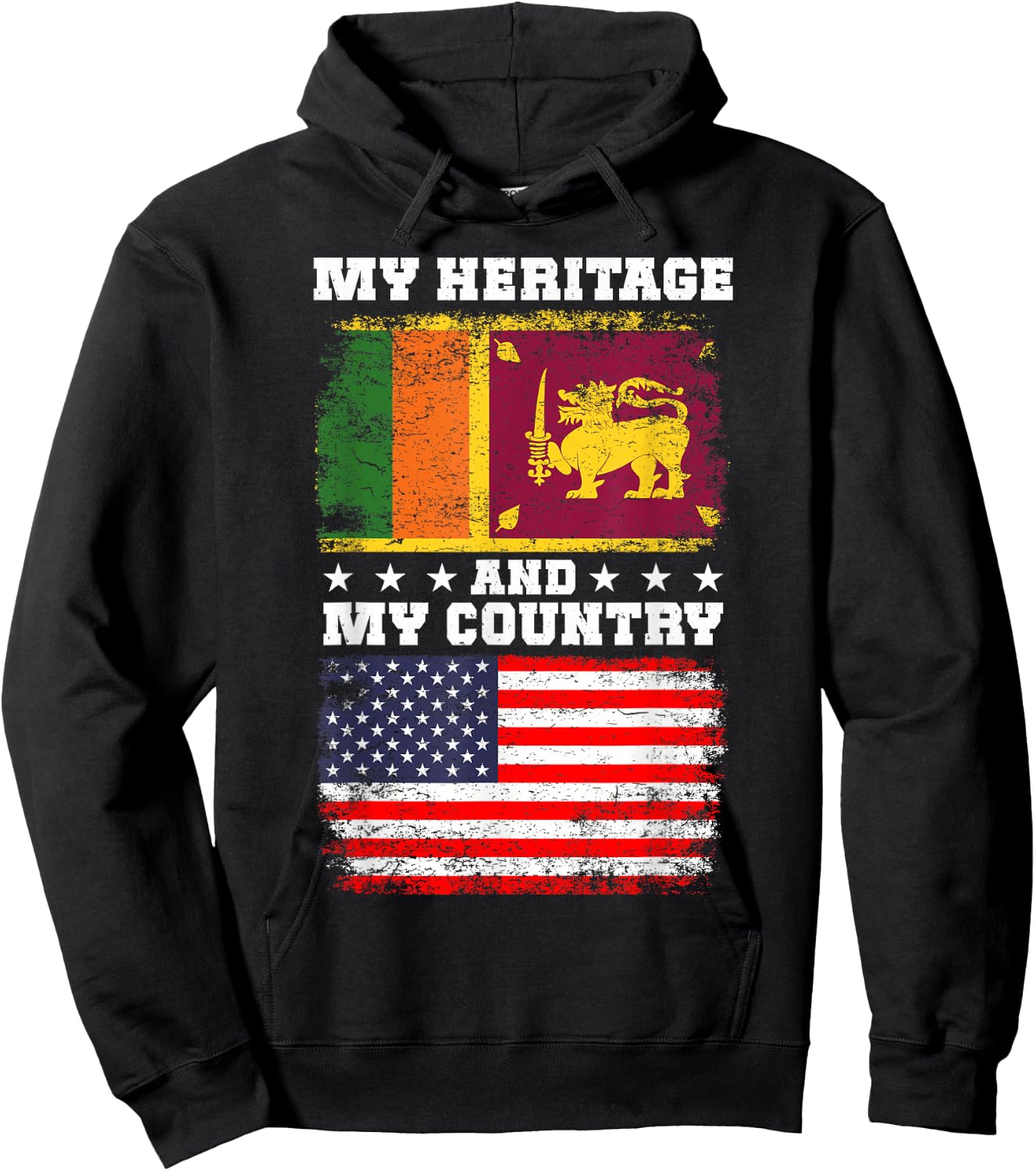 Sri Lankan Heritage Uniform American Outfit Sri Lanka Flag Hoodie - Hoodie | Black