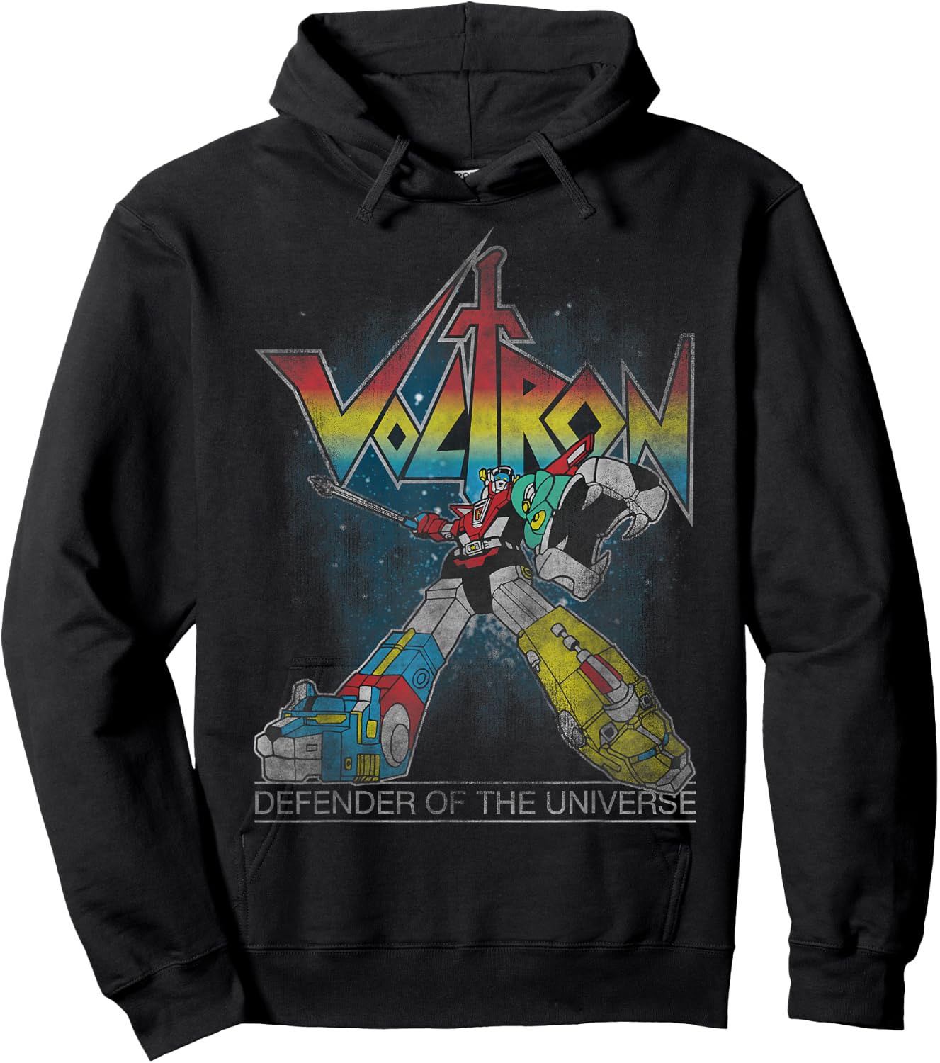 Voltron Retro Defender Rainbow Graphic Hoodie - Hoodie | Black