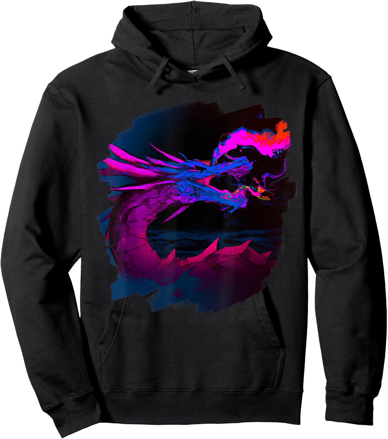 Cool Artistic Dragon Breathing Magic Fire Mythical Dragons Hoodie - Hoodie | Black