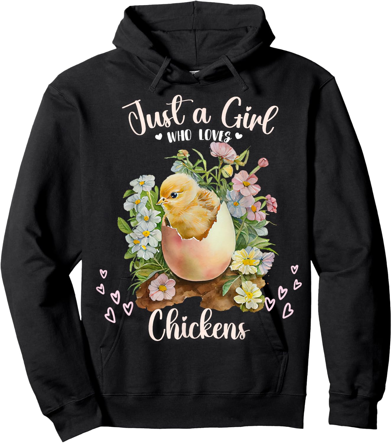 Just a Girl who loves Chickens Cute Baby Chick Hatching Hoodie - Hoodie | Black