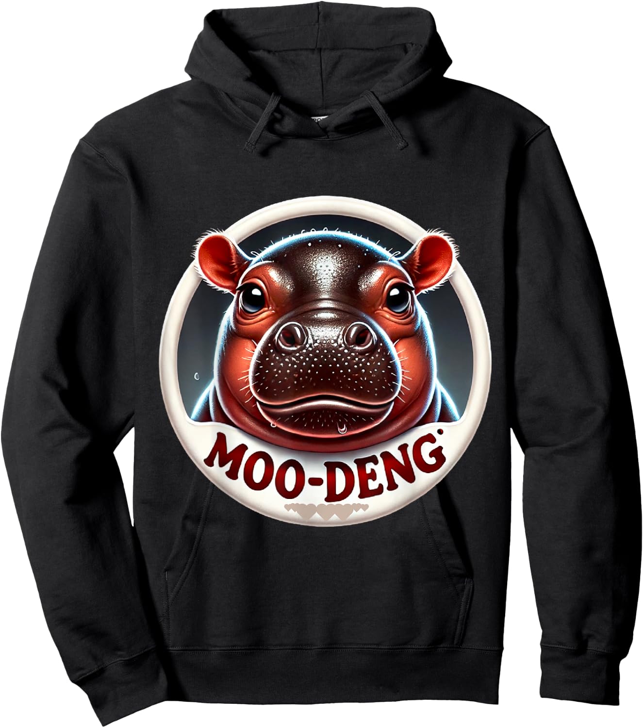 Moo Deng Hippo Funny Halloween Costume Hoodie - Hoodie | Black