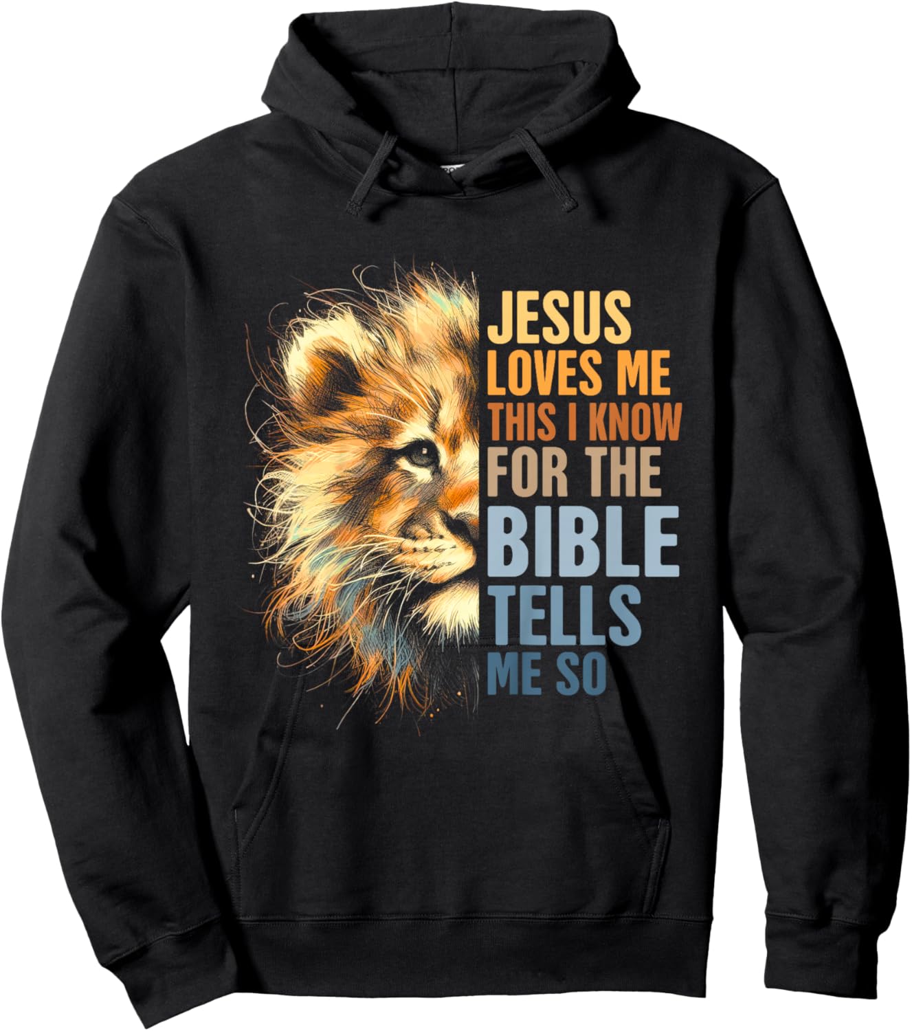 Kids Lion Christian Religious Baby Jesus Loves Me This I Know Hoodie - Hoodie | Black