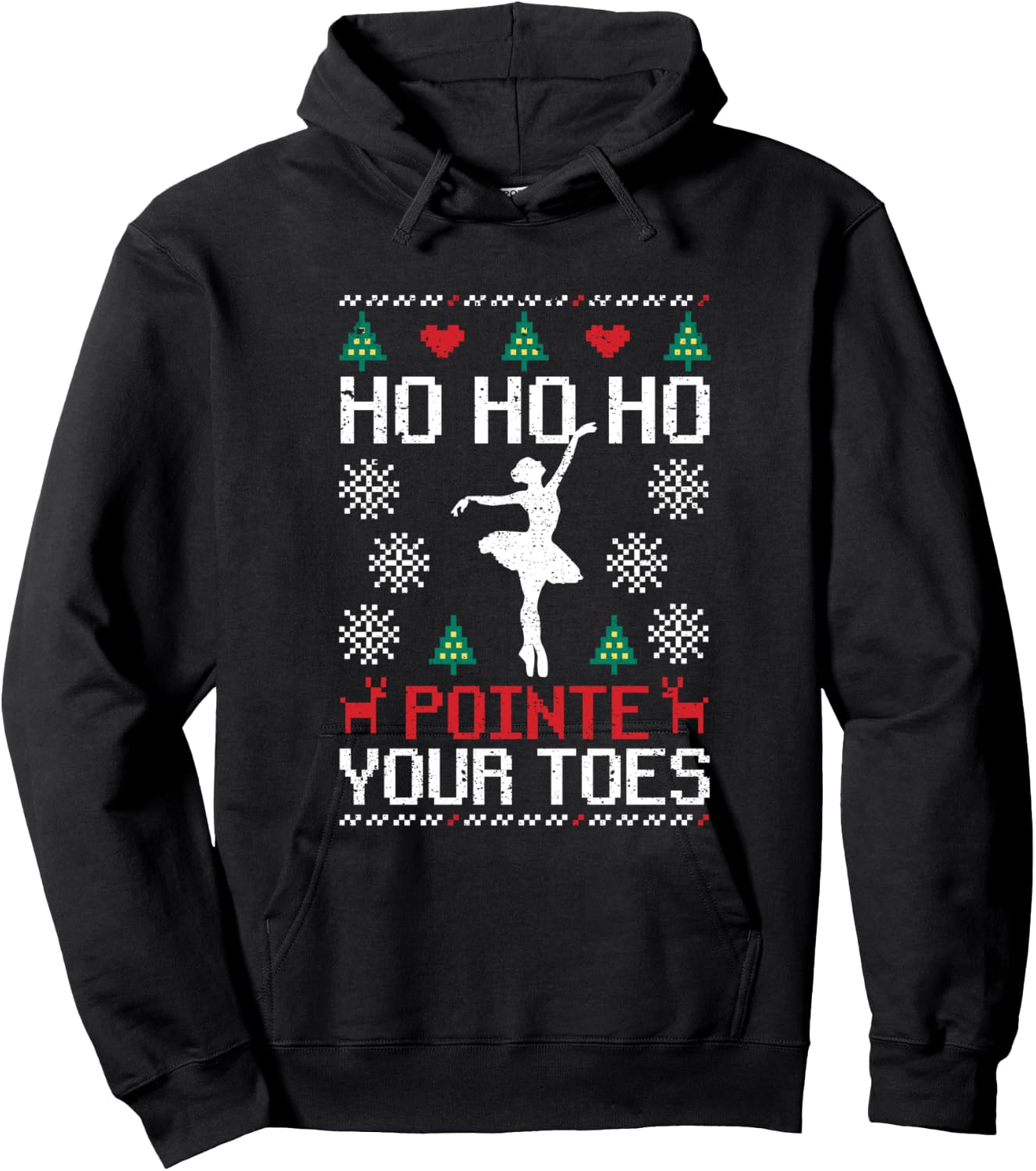 Ho Ho Ho Pointe Your Toes Christmas Ballet Dancing Ballerina Hoodie - Hoodie | Black