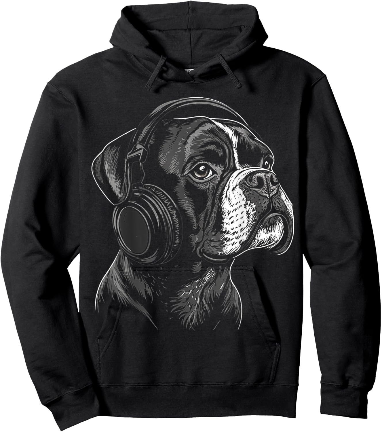 Boxer Chien Motif Animal Animalier Musique Casque Boxer Hoodie - Hoodie | Black