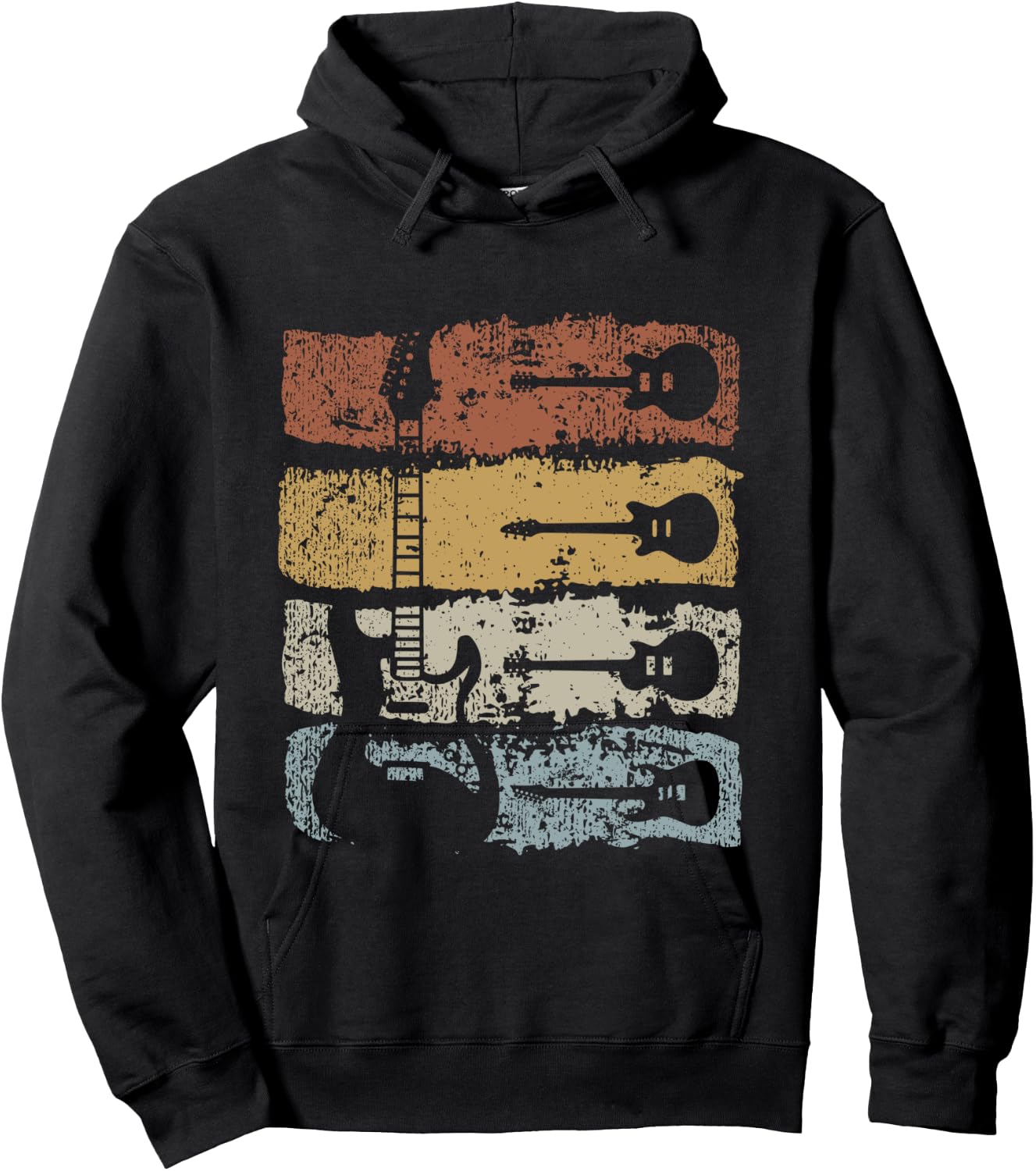 Guitar Player Rock Music Retro Guitar Shirt, black Hoodie - Hoodie | Black