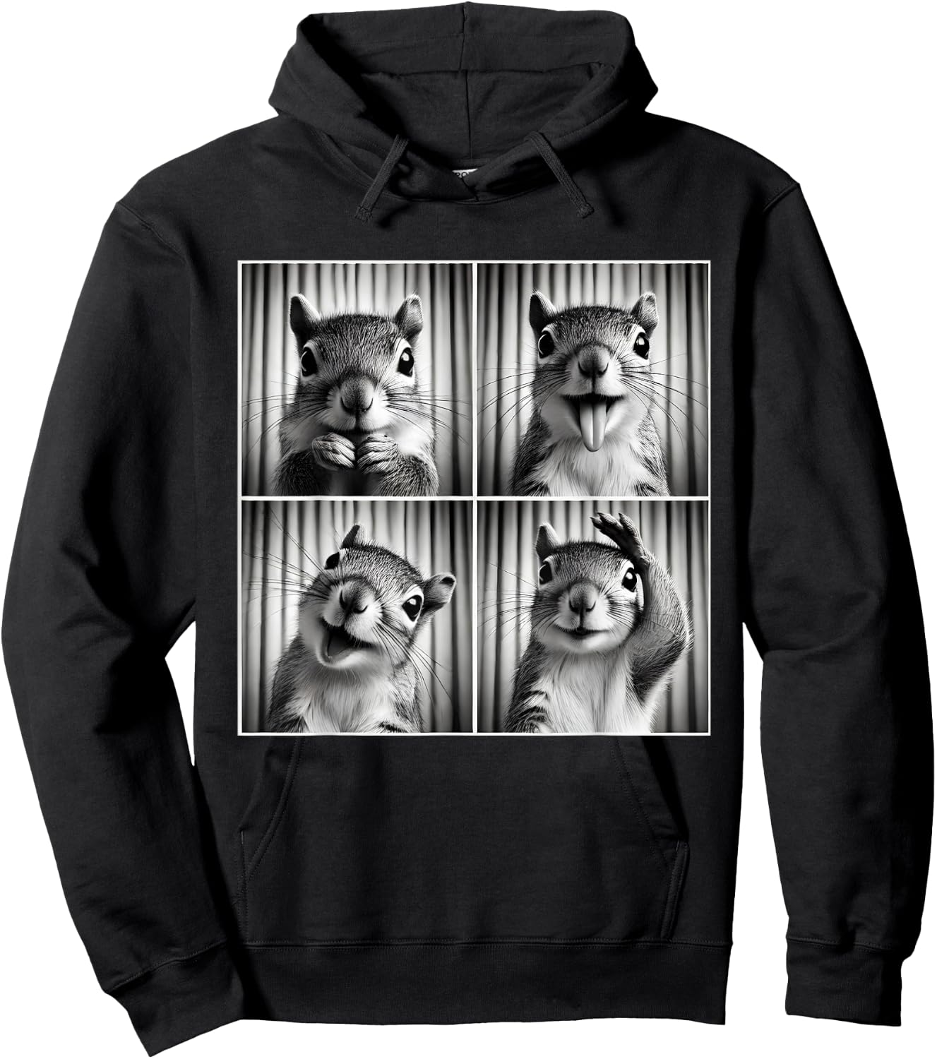 Cute Squirrel Selfie Photo Funny Photobooth Squirrel Lover Hoodie - Hoodie | Black