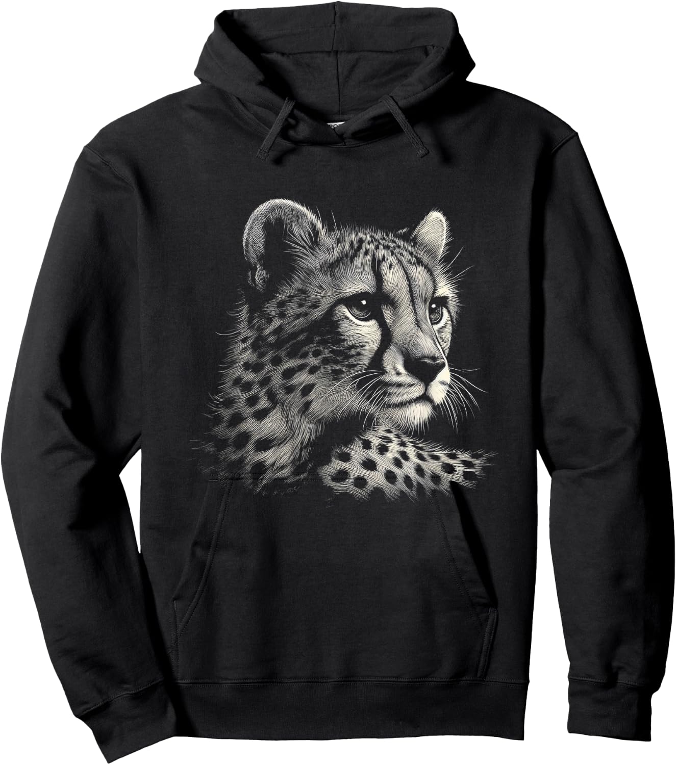 Leopard Cheetah Face Graphic Art Design Hoodie - Hoodie | Black