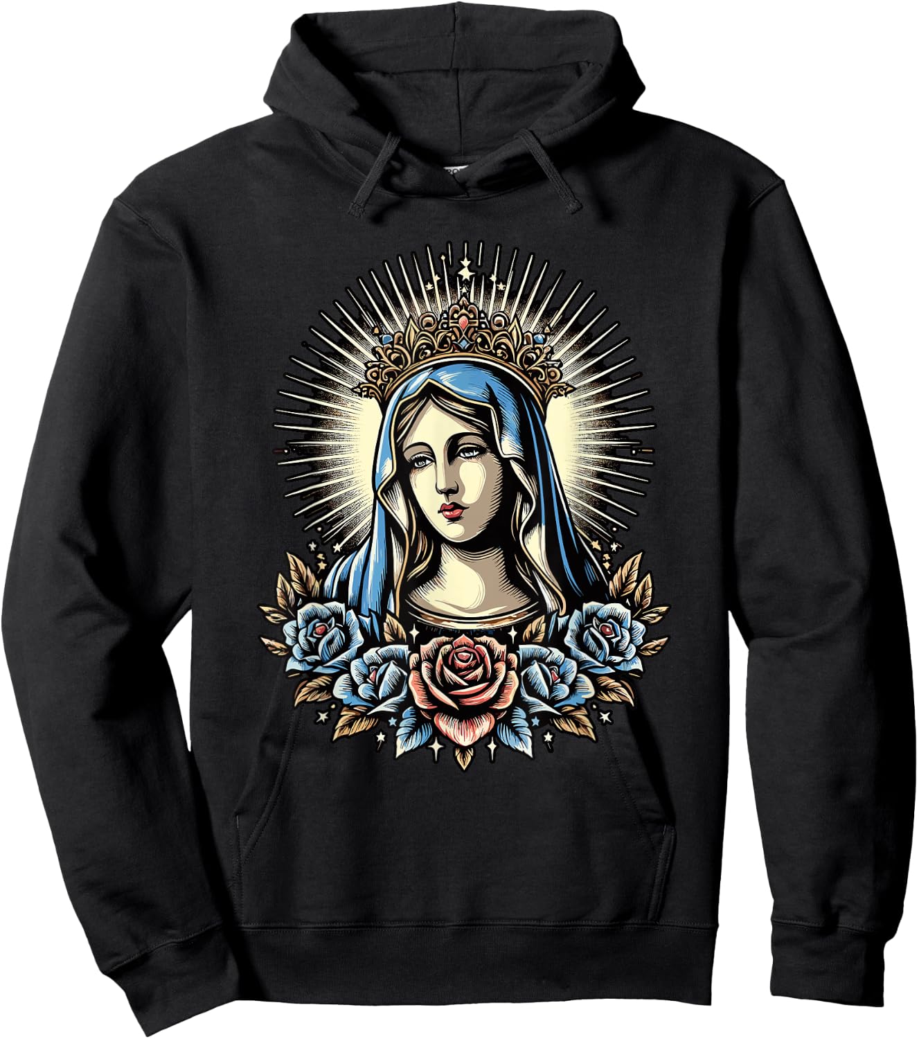 Virgin Mary Religious Art Spiritual Devotion Hoodie - Hoodie | Black