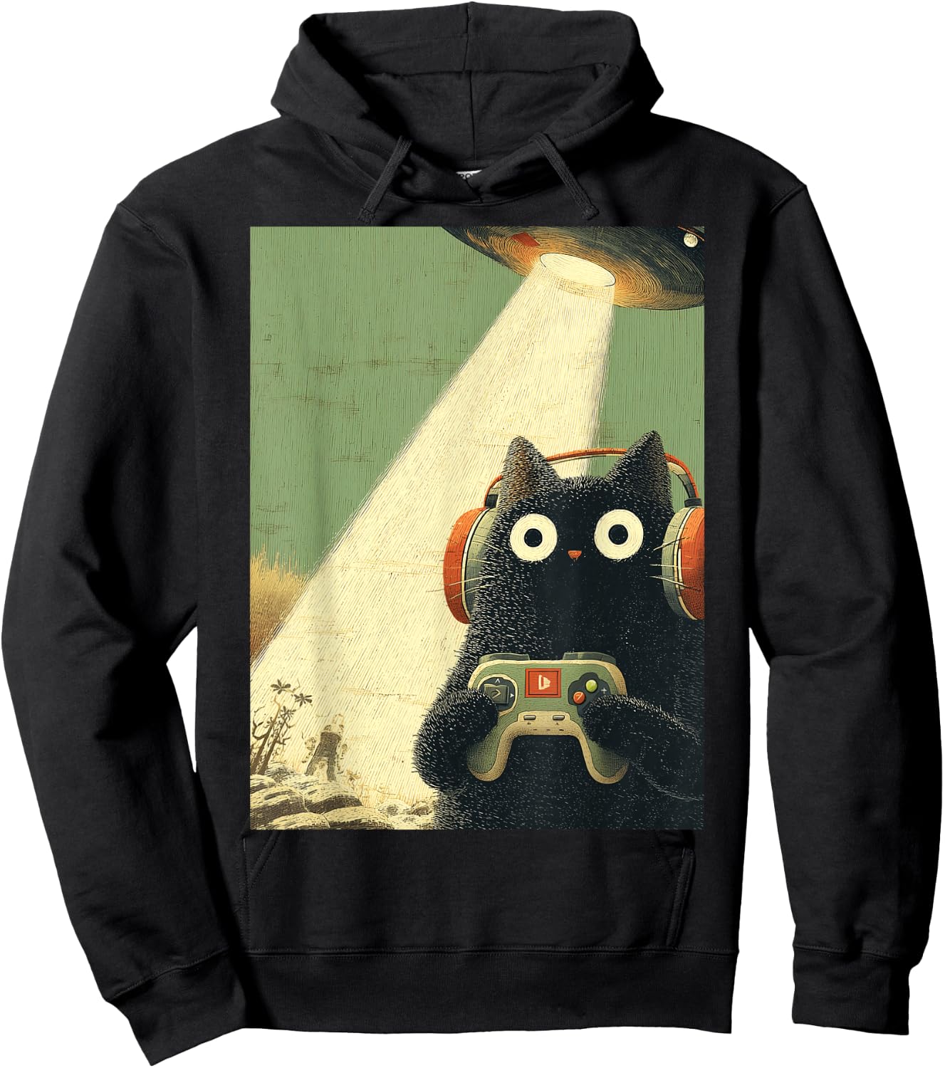 Japanische Zocker Katze Videospiele Entführung UFO Alien Hoodie - Hoodie | Black