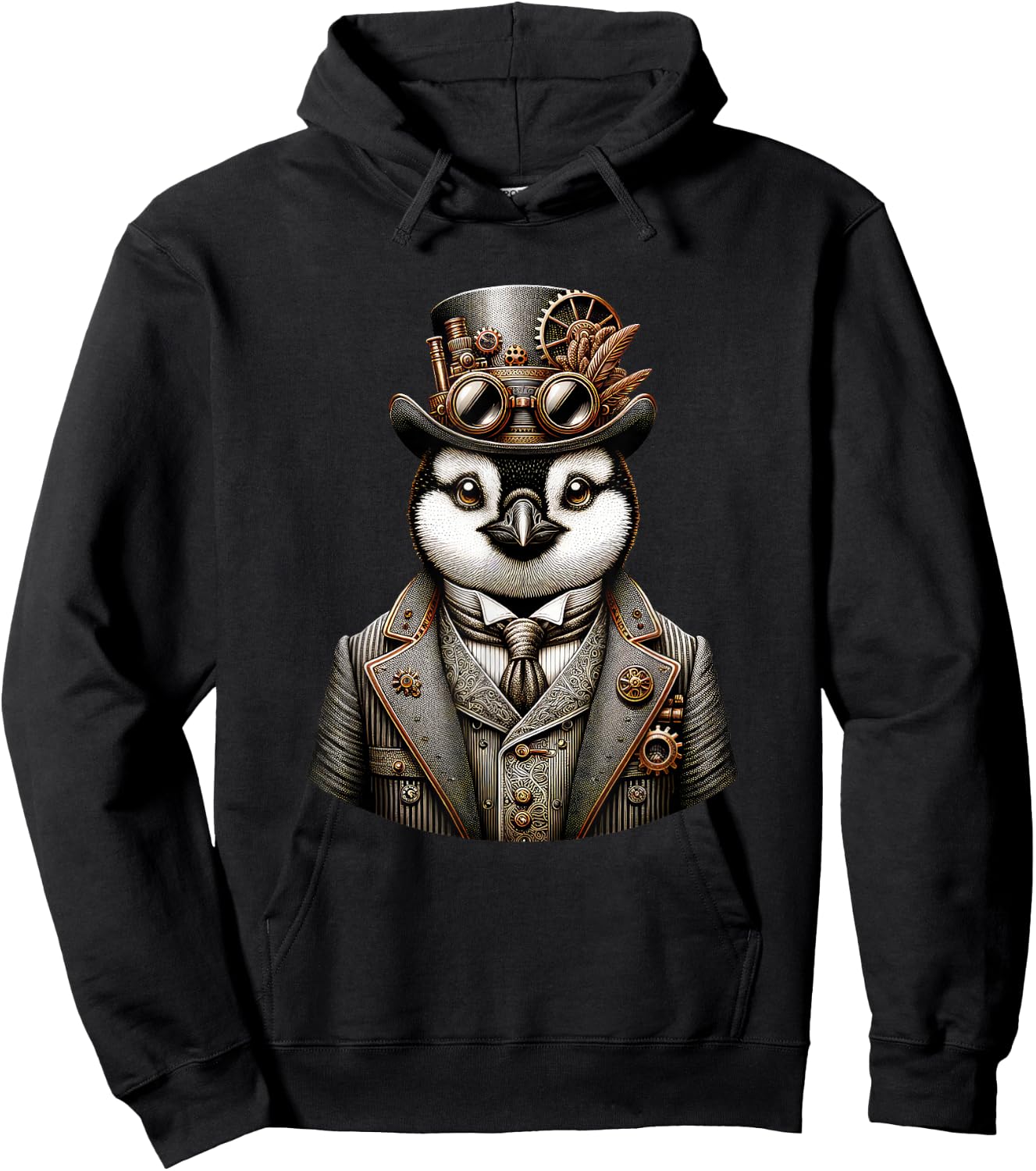 Steampunk Penguin Women Men Kids Steampunk Penguin Hoodie - Hoodie | Black