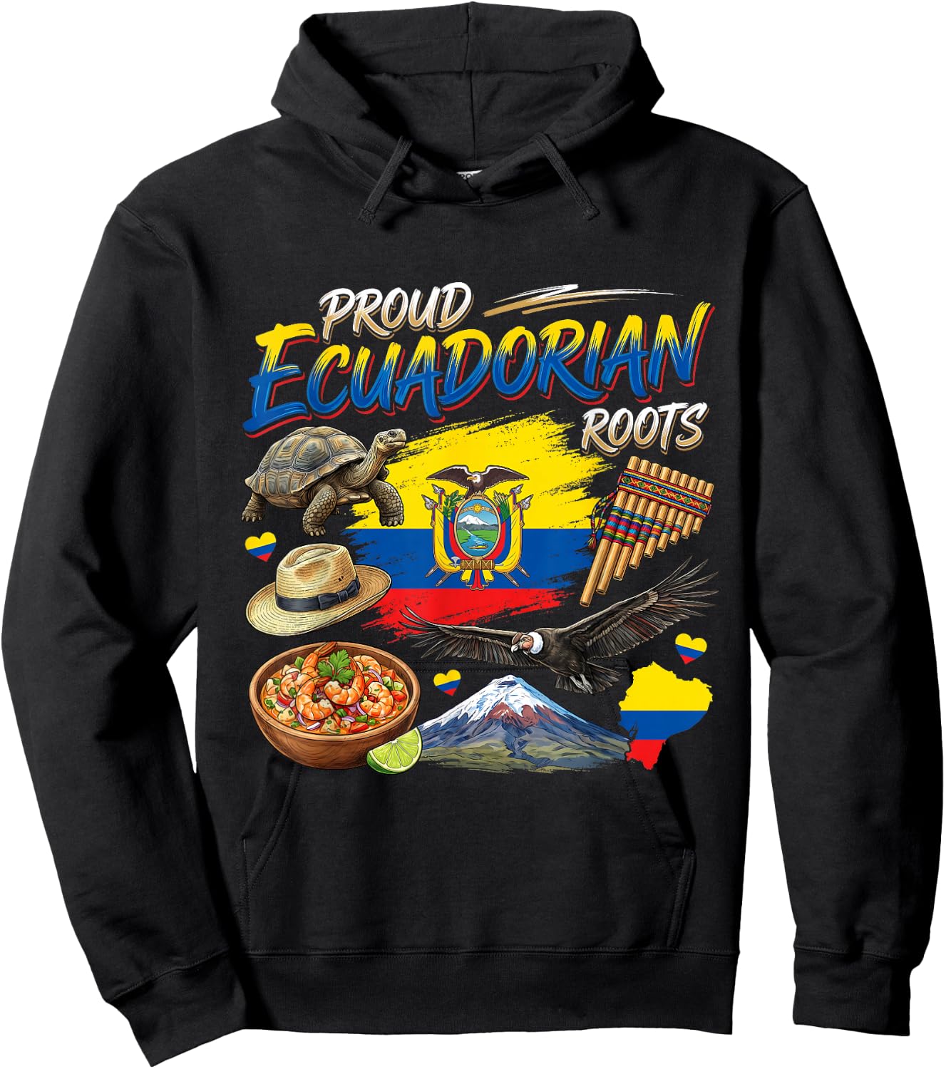 Ecuador Heritage Proud Ecuadorian Roots Men Hispanic Month Hoodie - Hoodie | Black