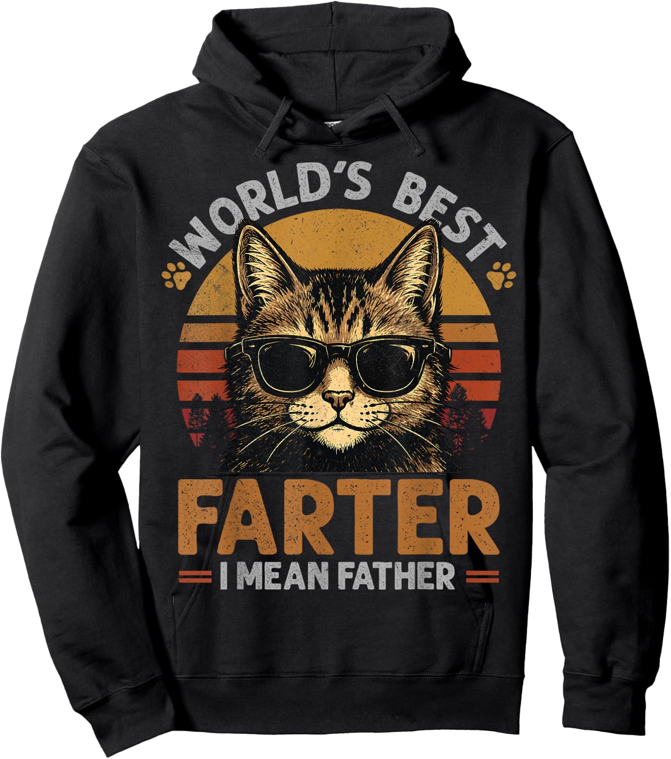 World's Best Farter I Mean Father Father's Day Funny Cat Dad Hoodie - Hoodie | Black