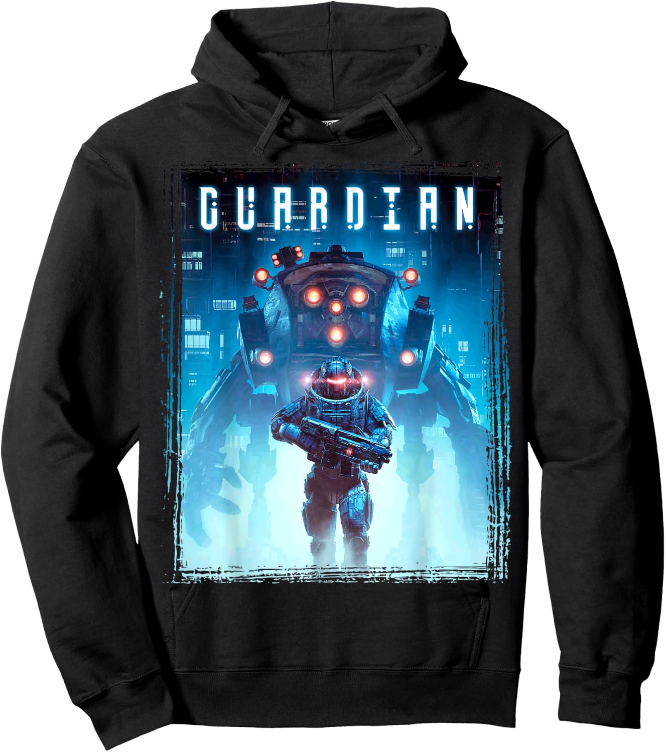 Science Fiction Cyberpunk Mech Guardian Robot Soldat Gamer Hoodie - Hoodie | Black