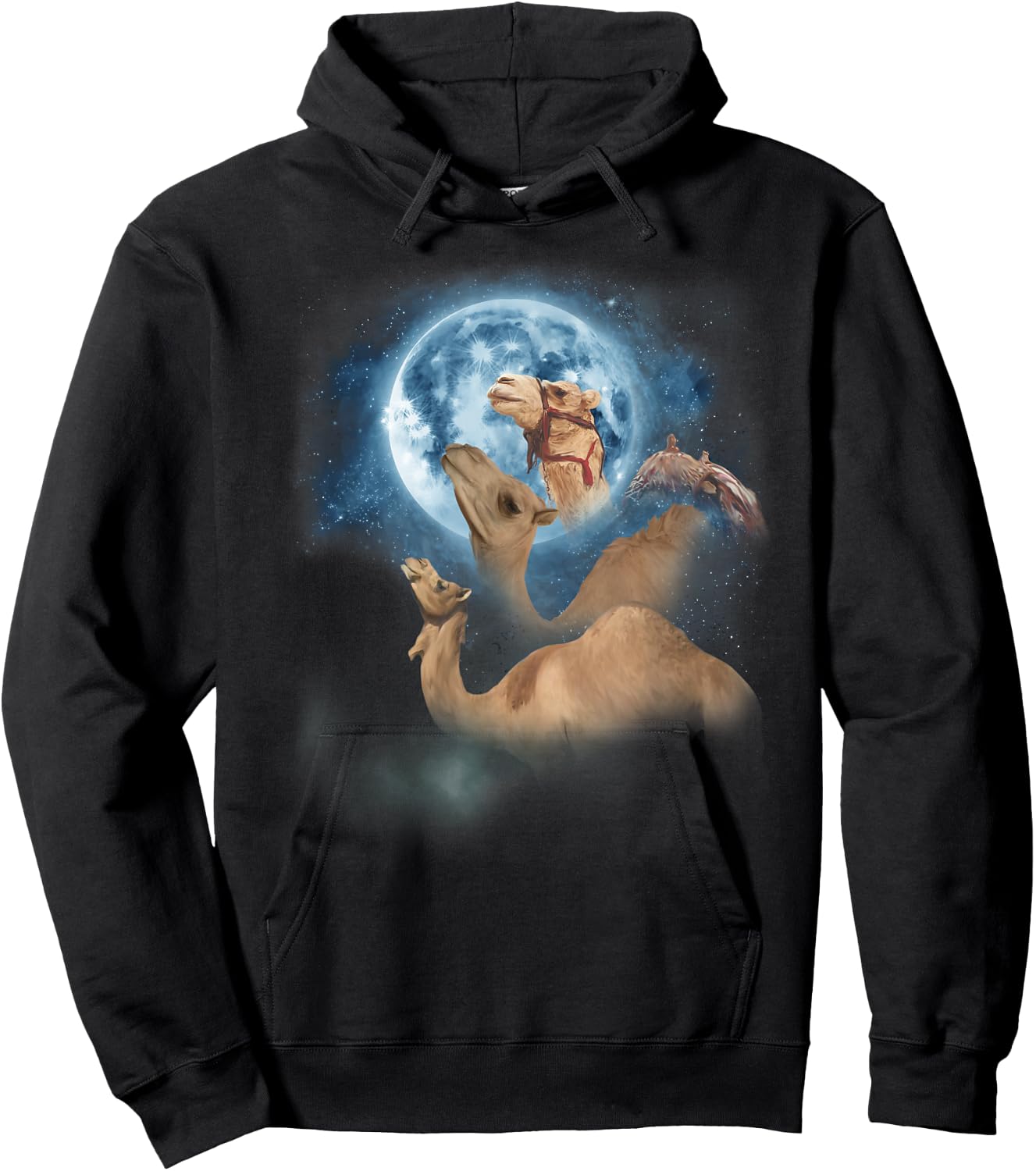 Funny Camel Shirt - Howling at the Moon Camel Hoodie - Hoodie | Black